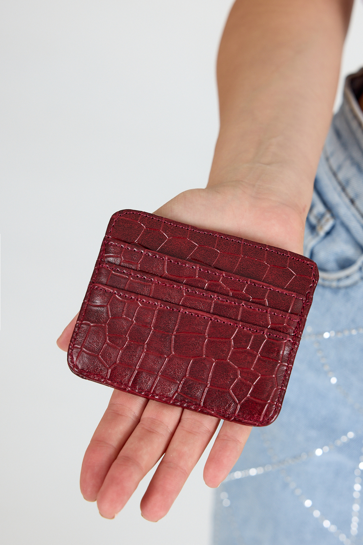 Bordo Deri Görünümlü Kartlık Cüzdan 028 - 4