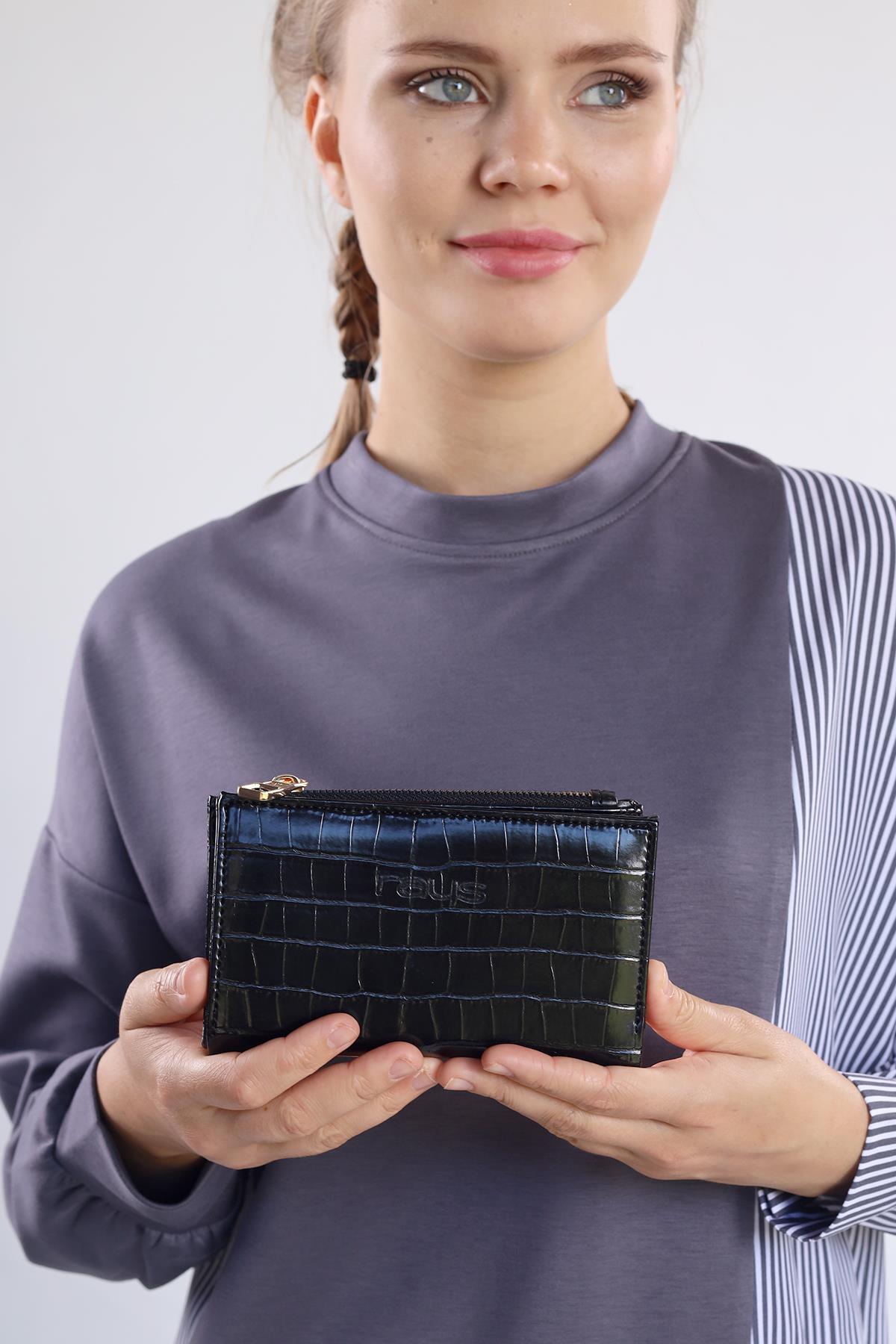Siyah Fermuarlı Croko Cüzdan 032 - 6