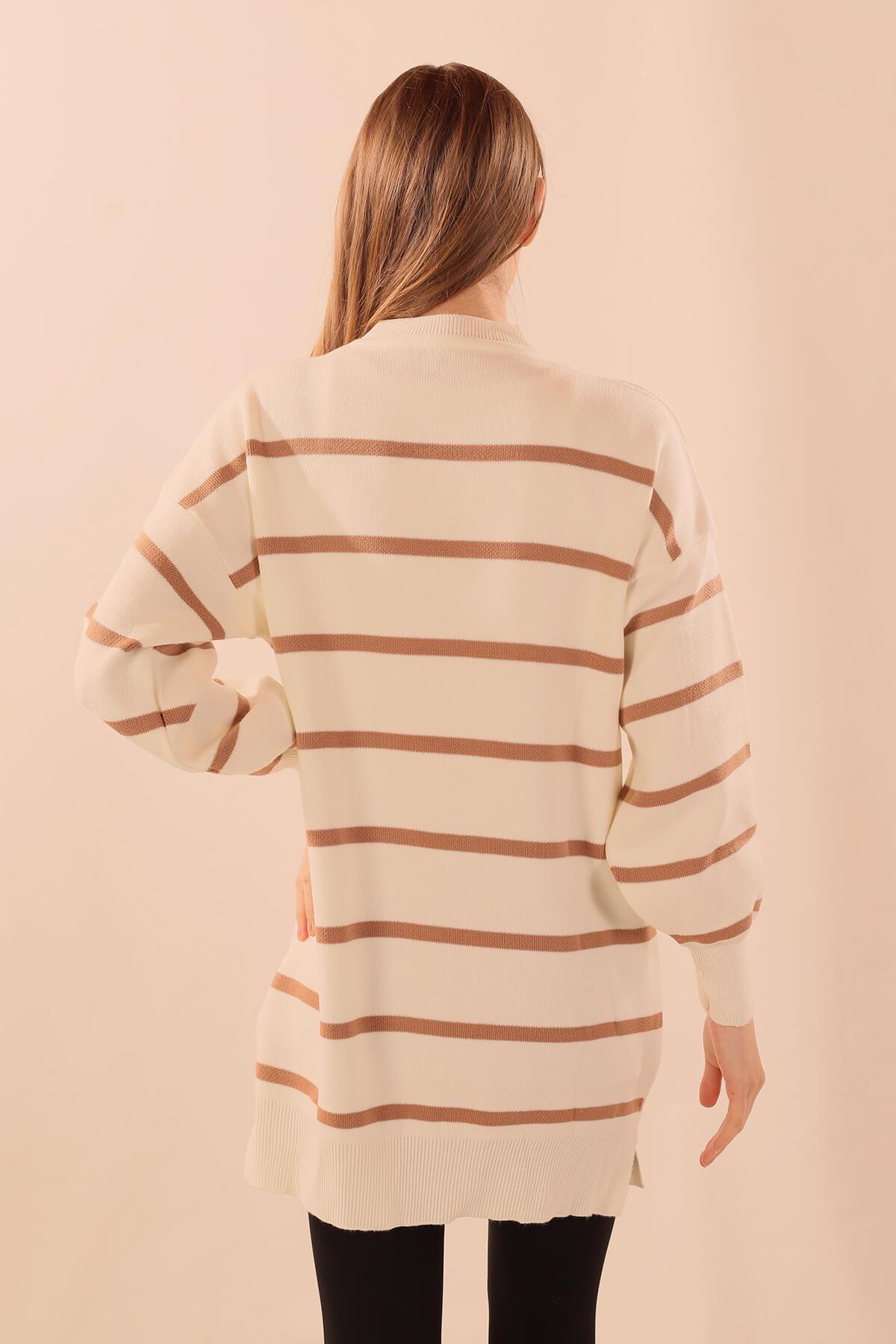 033 Bisiklet Yaka Balon Kol Tunik Bisküvi - 4