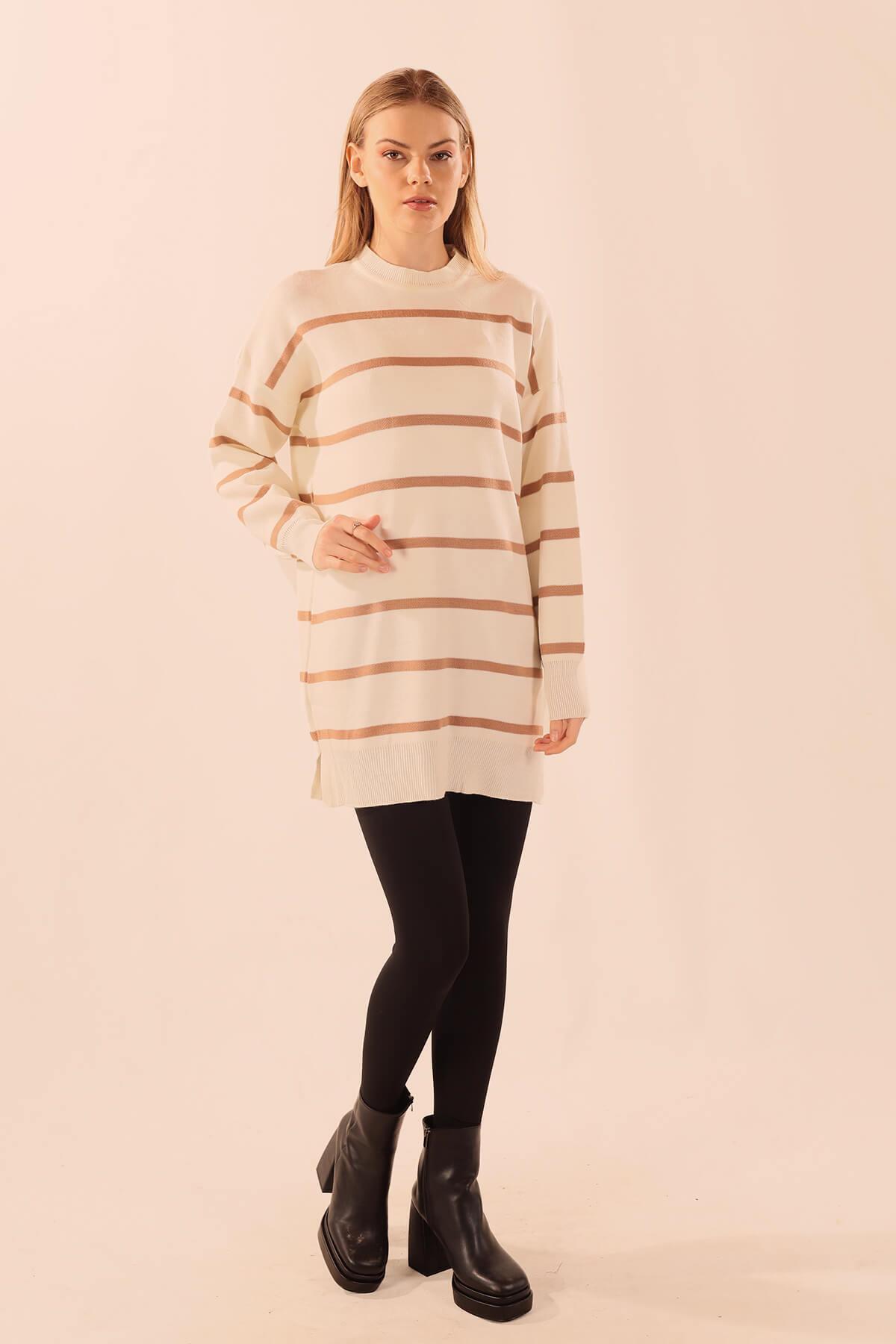 Bisküvi Bisiklet Yaka Balon Kol Kazak 033 - 2