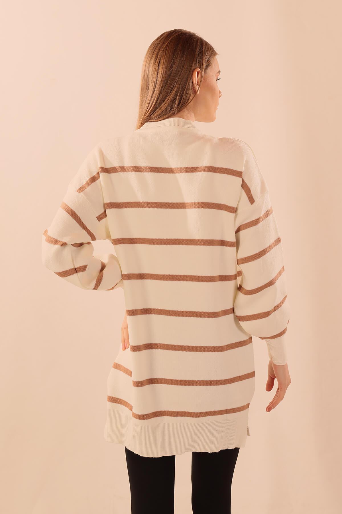 Bisküvi Bisiklet Yaka Balon Kol Kazak 033 - 5