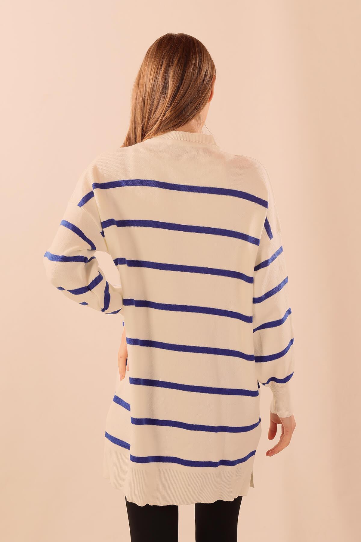 033 Bisiklet Yaka Balon Kol Tunik Saks - 5