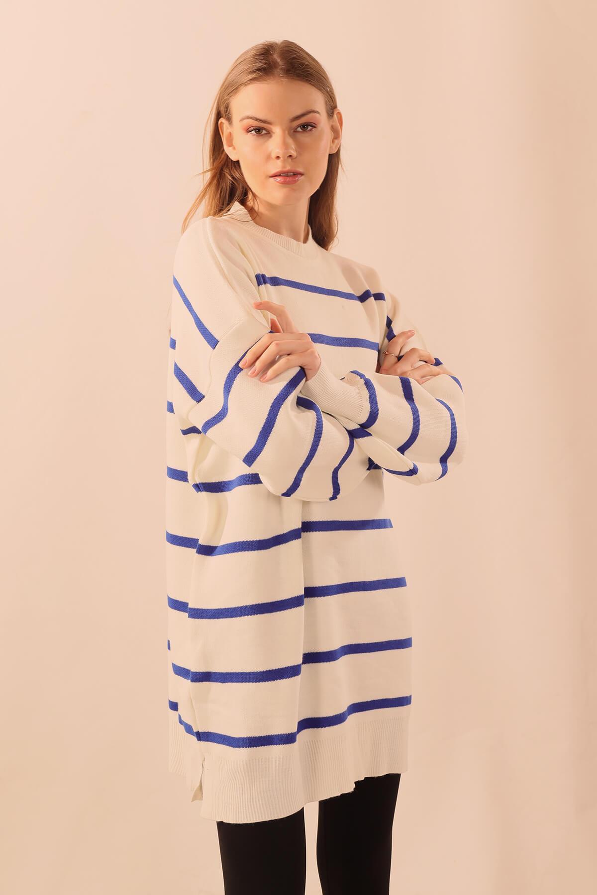 Saks Bisiklet Yaka Balon Kol Kazak 033 - 4