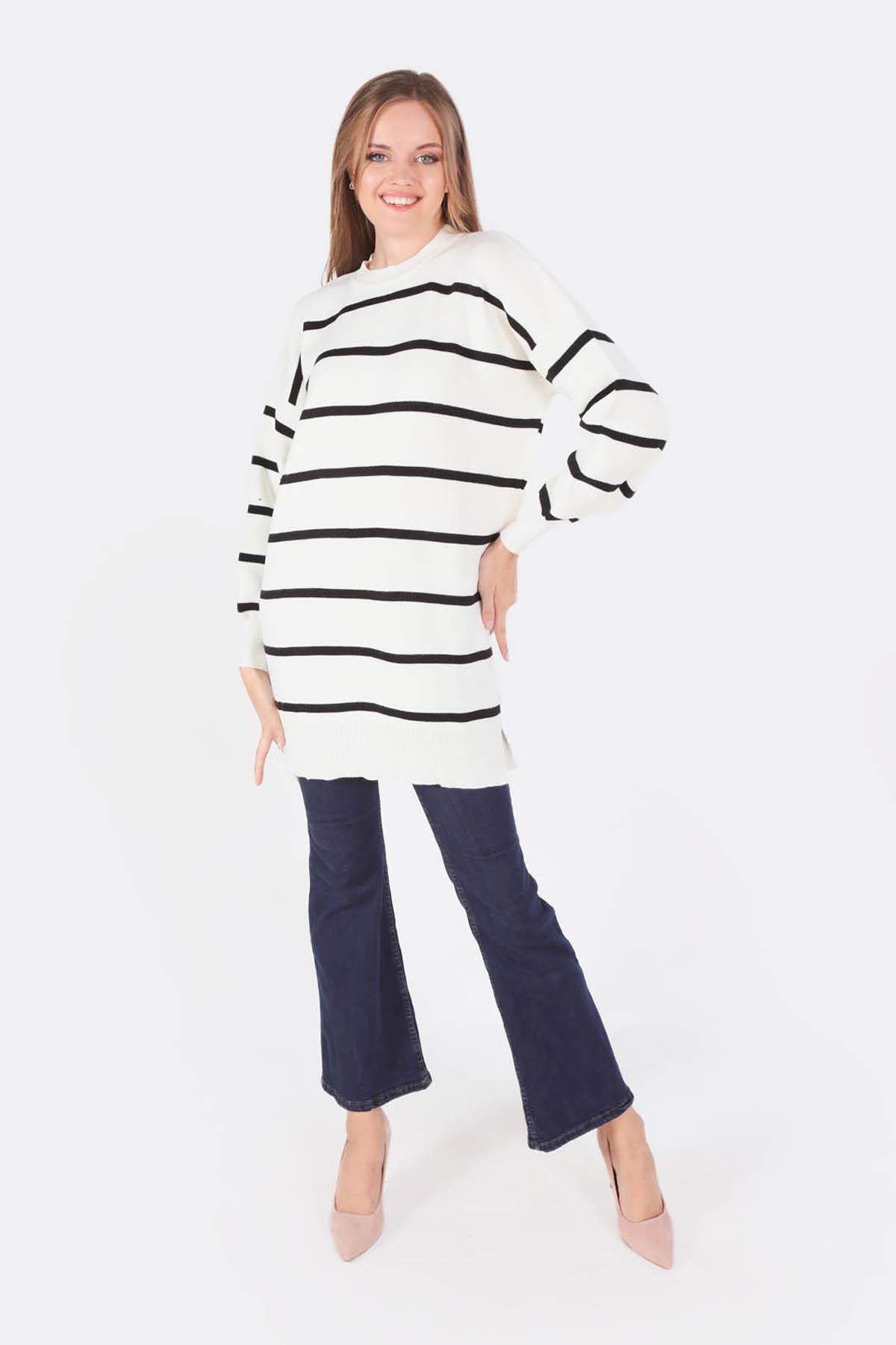 033 Bisiklet Yaka Balon Kol Tunik Siyah - 5