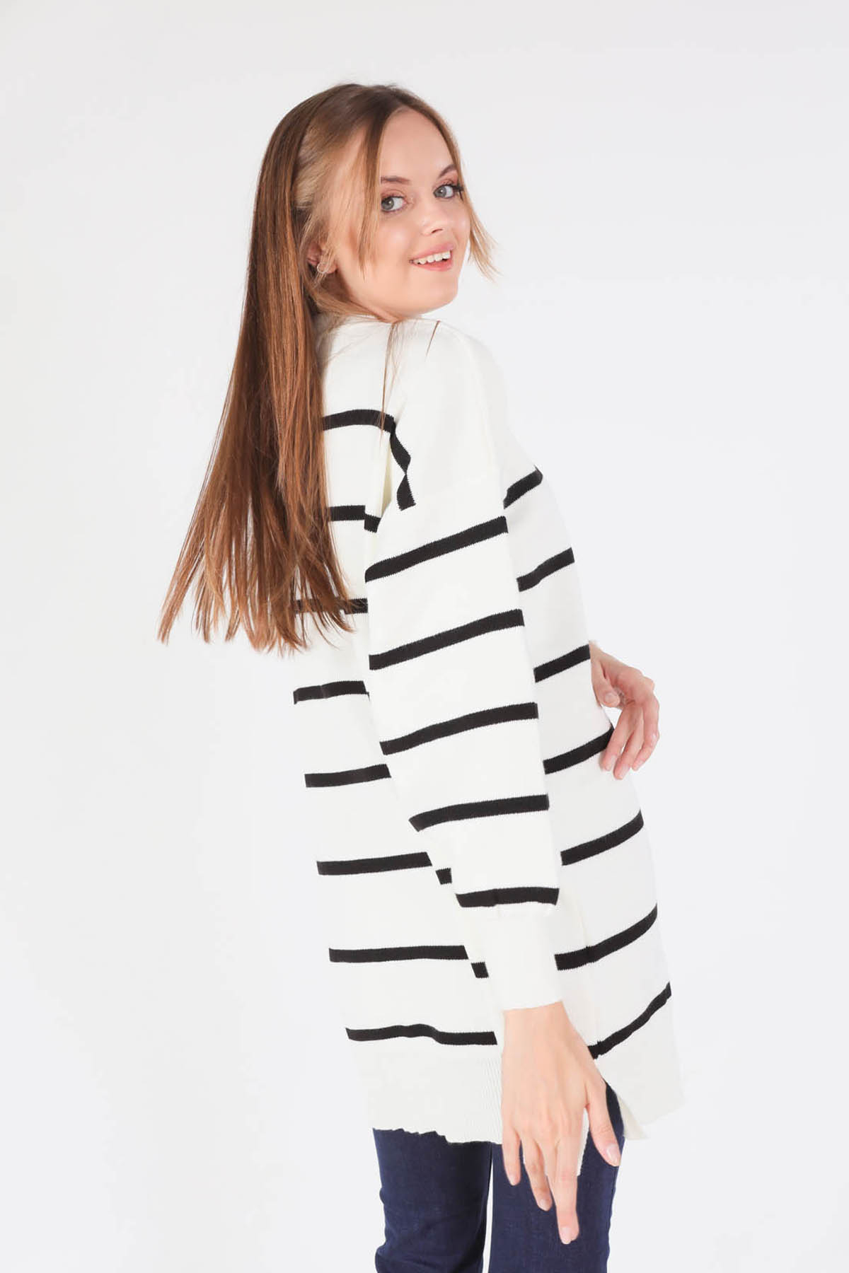 Siyah Bisiklet Yaka Balon Kol Kazak 033 - 2