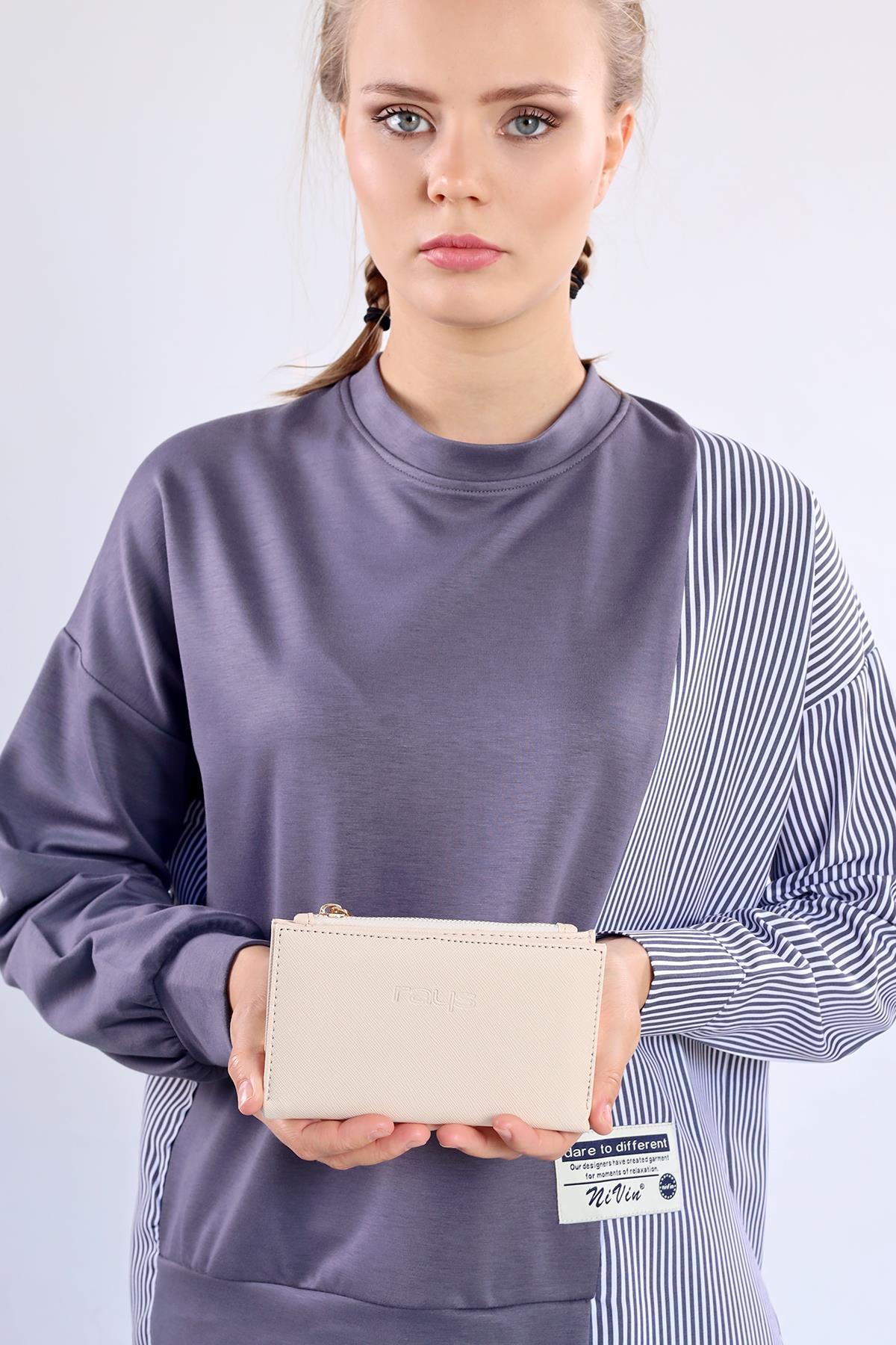 Krem Çıtçıtlı Fermuarlı Cüzdan 033 - 6