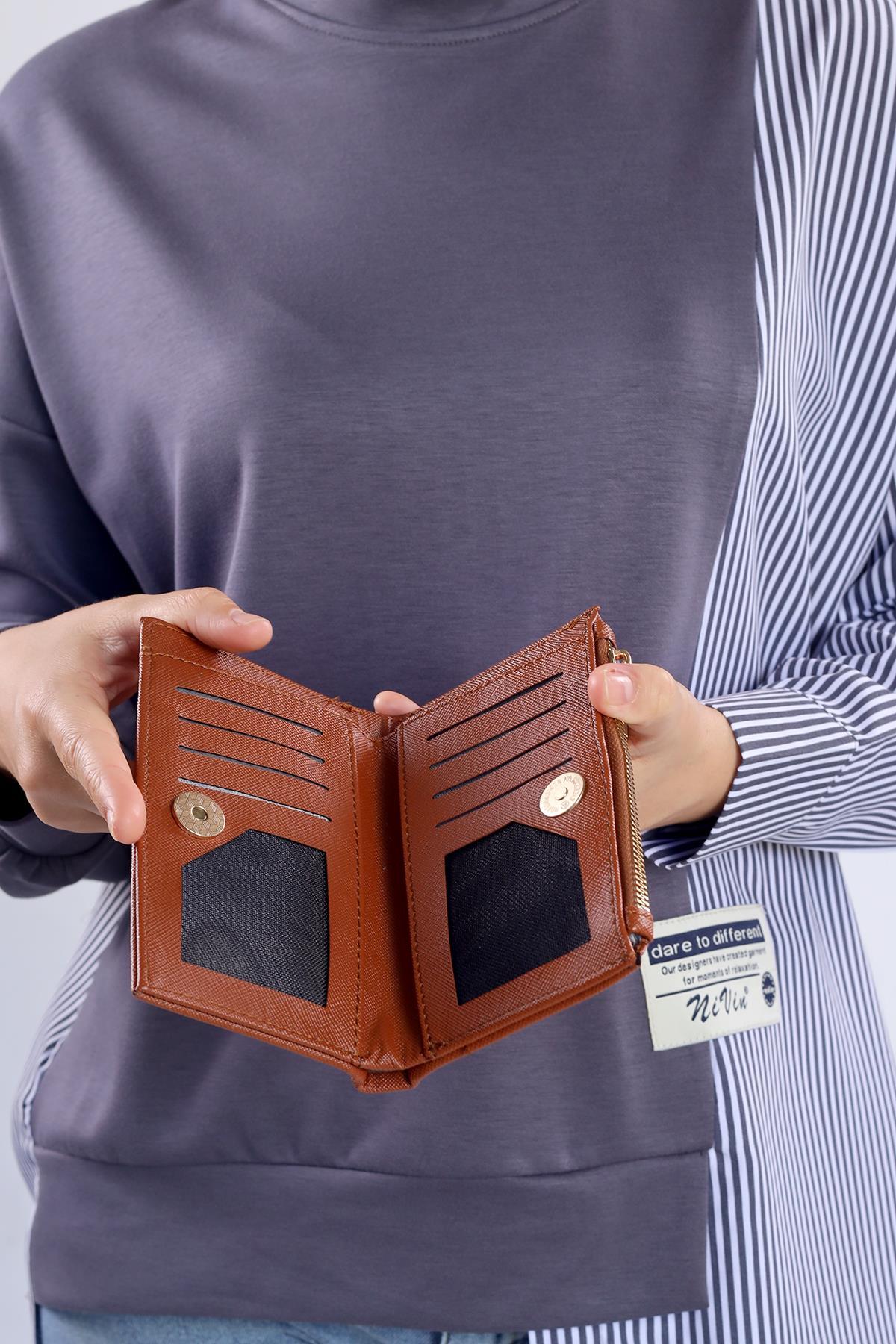 Çıtçıtlı Fermuarlı Cüzdan 033 Taba - RAYS