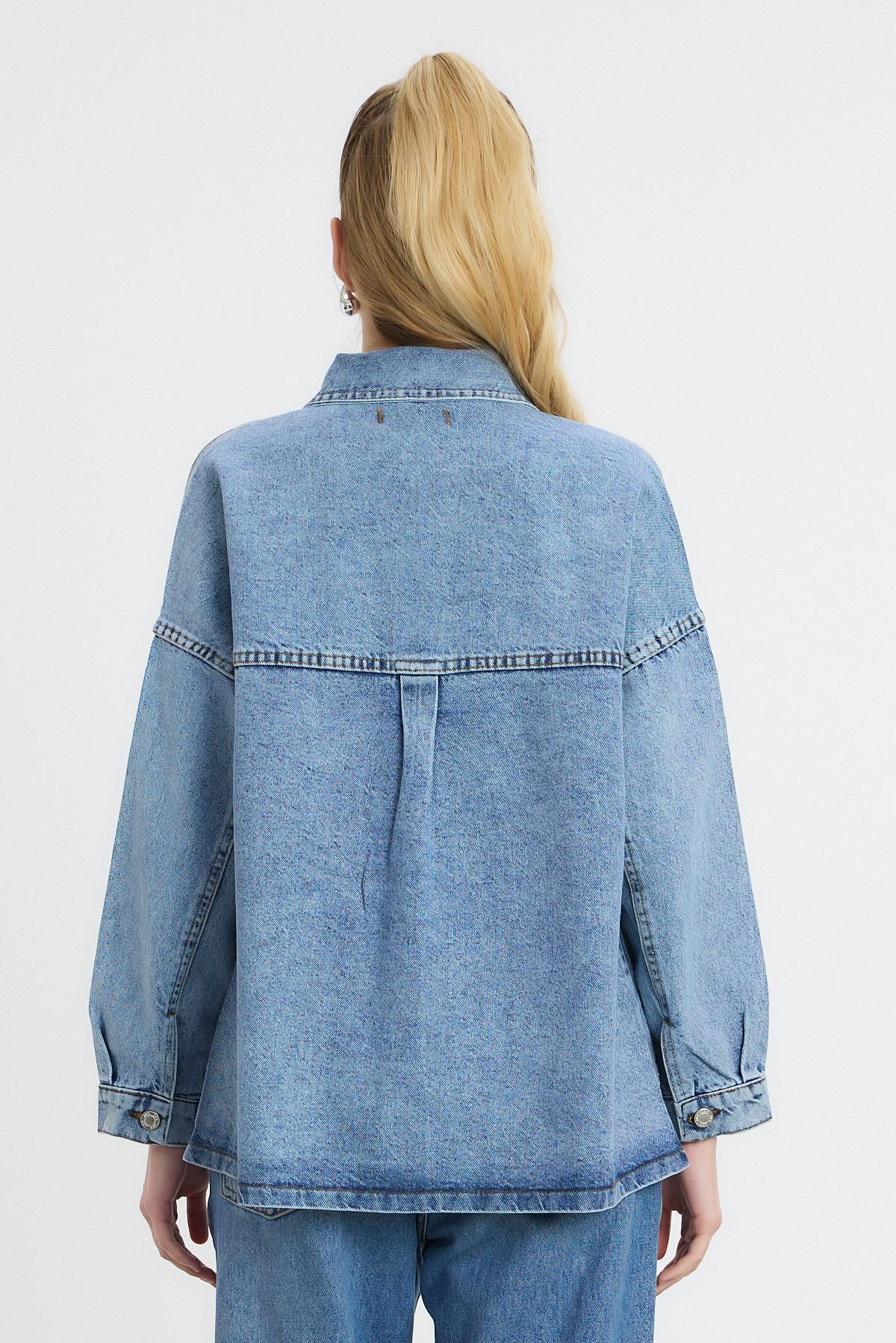 0404 Taş Detay Jean Ceket Buzkar - 5