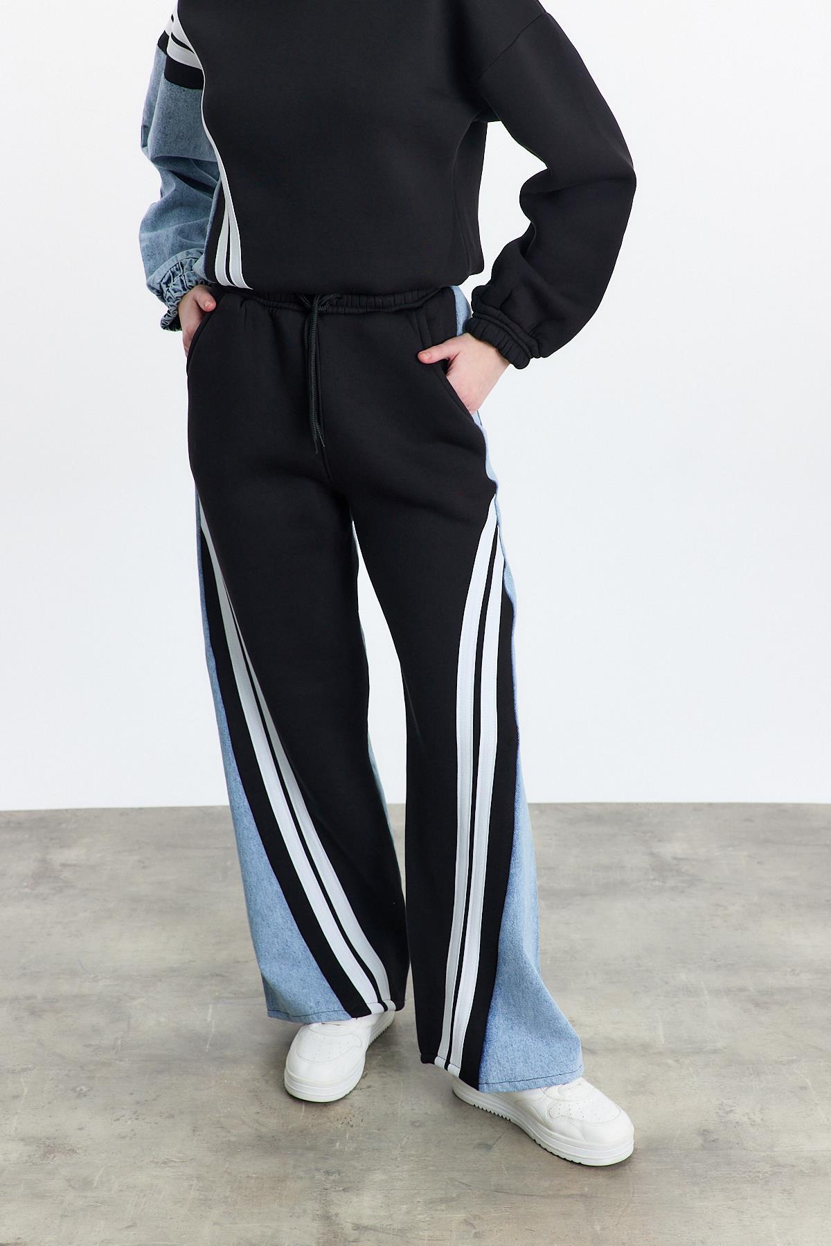 Siyah Kot Şerit Detay Eşofman 05005 - 2