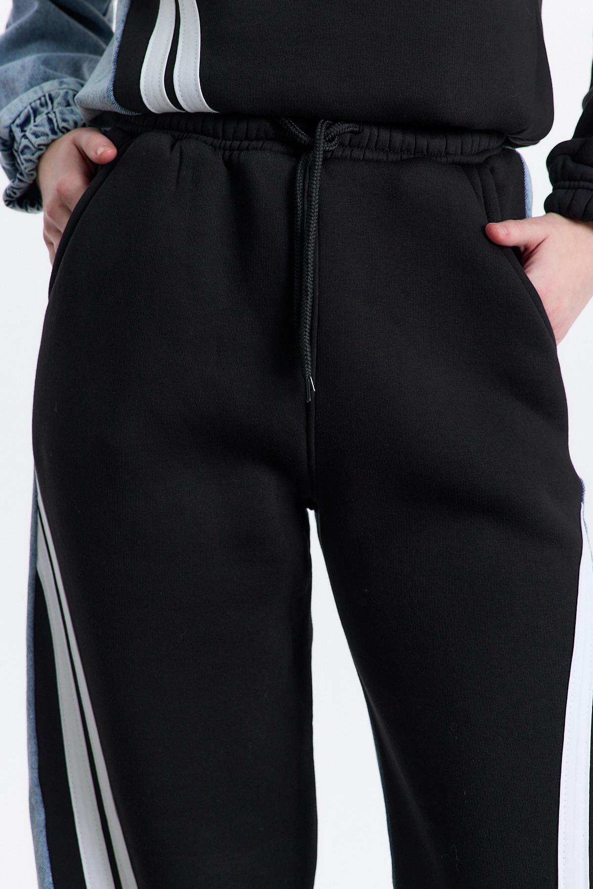 Siyah Kot Şerit Detay Eşofman 05005 - 4