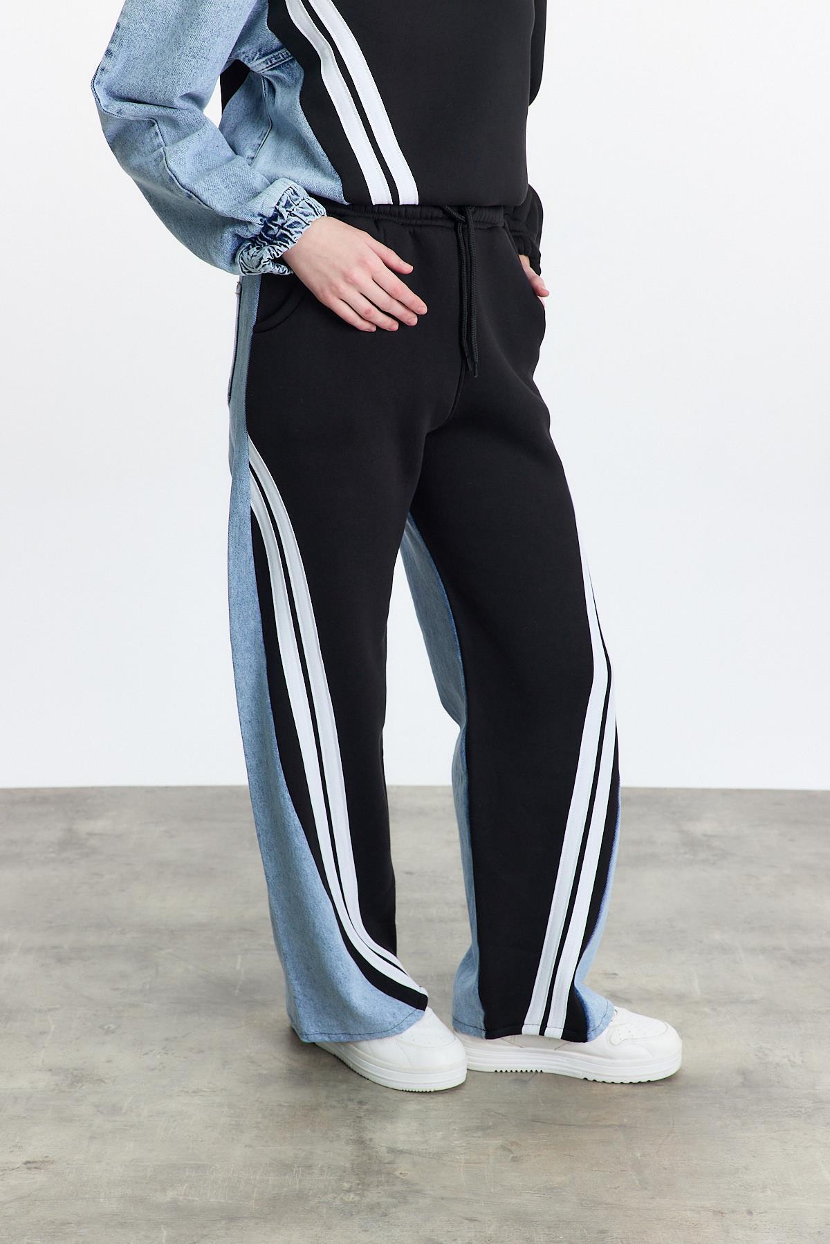 Siyah Kot Şerit Detay Eşofman 05005 - 7