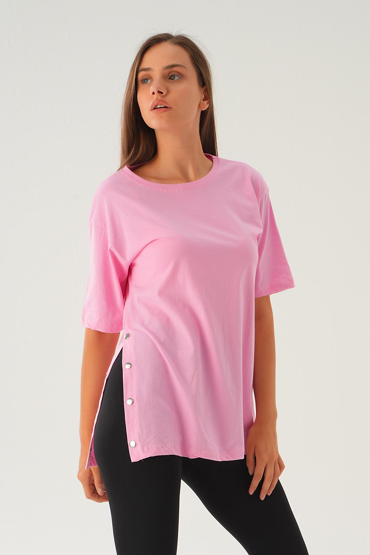 Pembe Yanları Çıtçıtlı Süprem Tişört 066 - 2