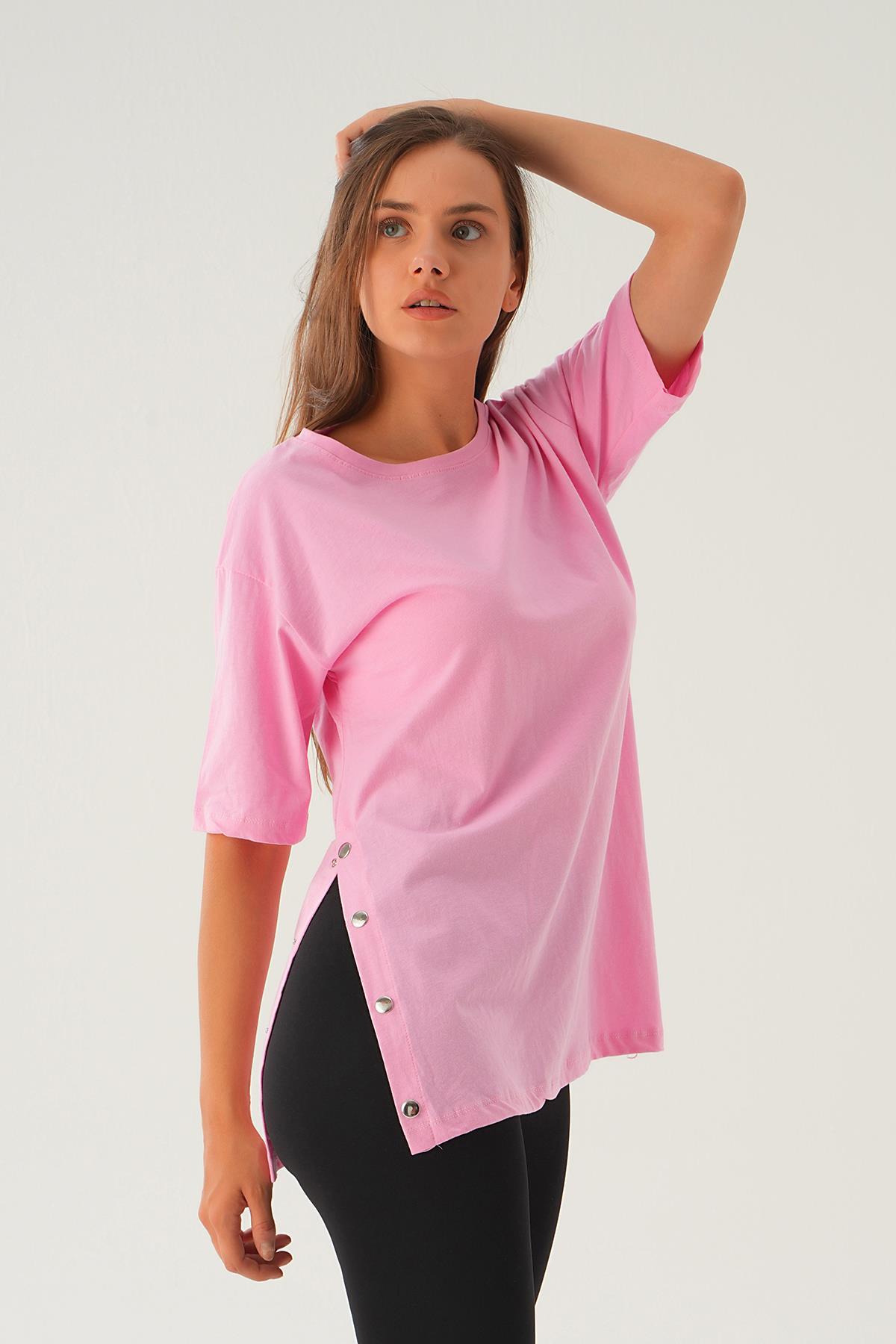 Pembe Yanları Çıtçıtlı Süprem Tişört 066 - 3