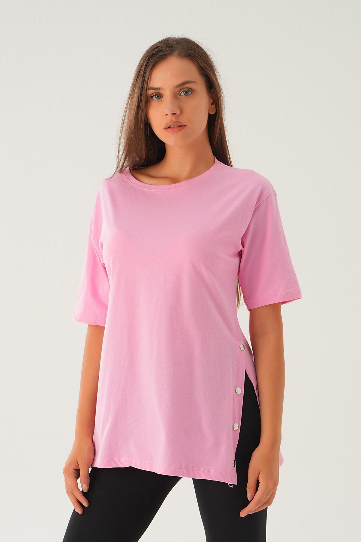 Pembe Yanları Çıtçıtlı Süprem Tişört 066 - 4