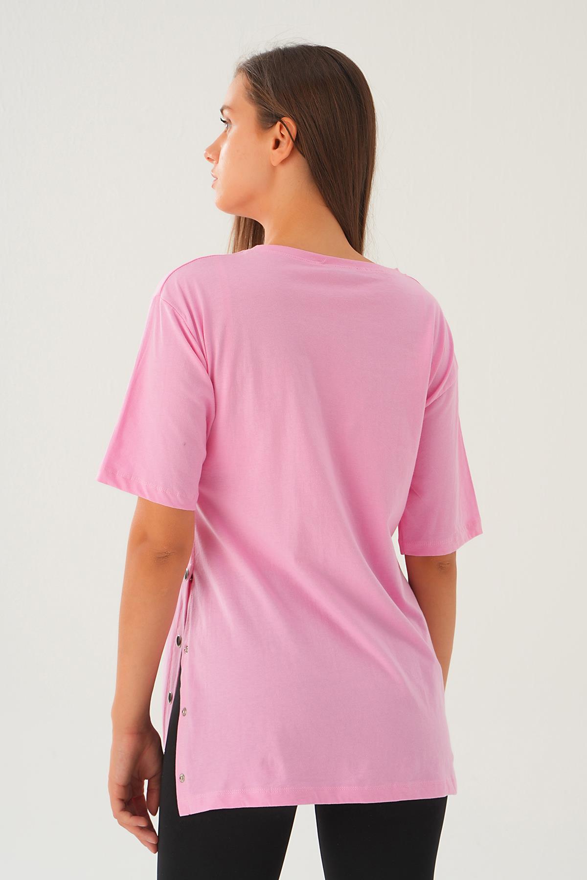 Pembe Yanları Çıtçıtlı Süprem Tişört 066 - 5