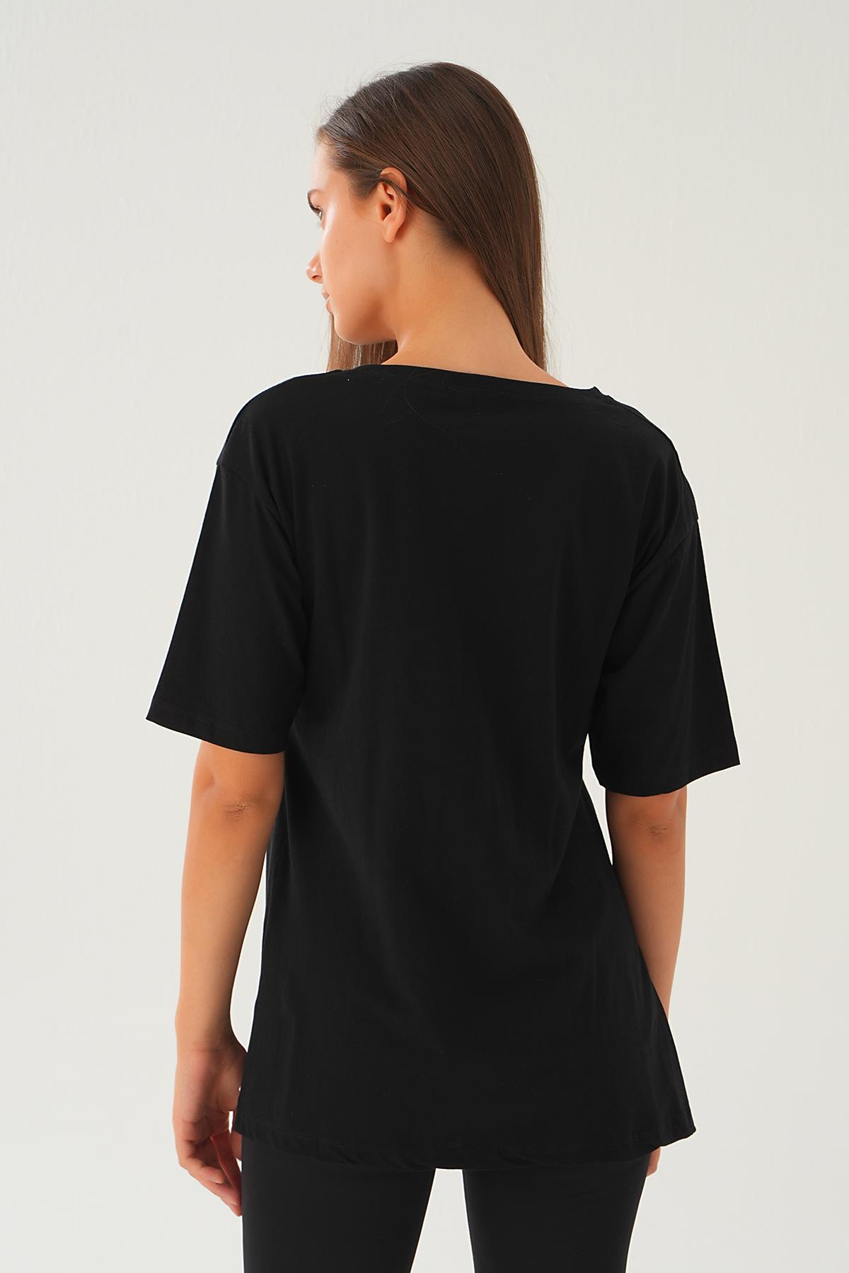 Siyah Yanları Çıtçıtlı Süprem Tişört 066 - 5