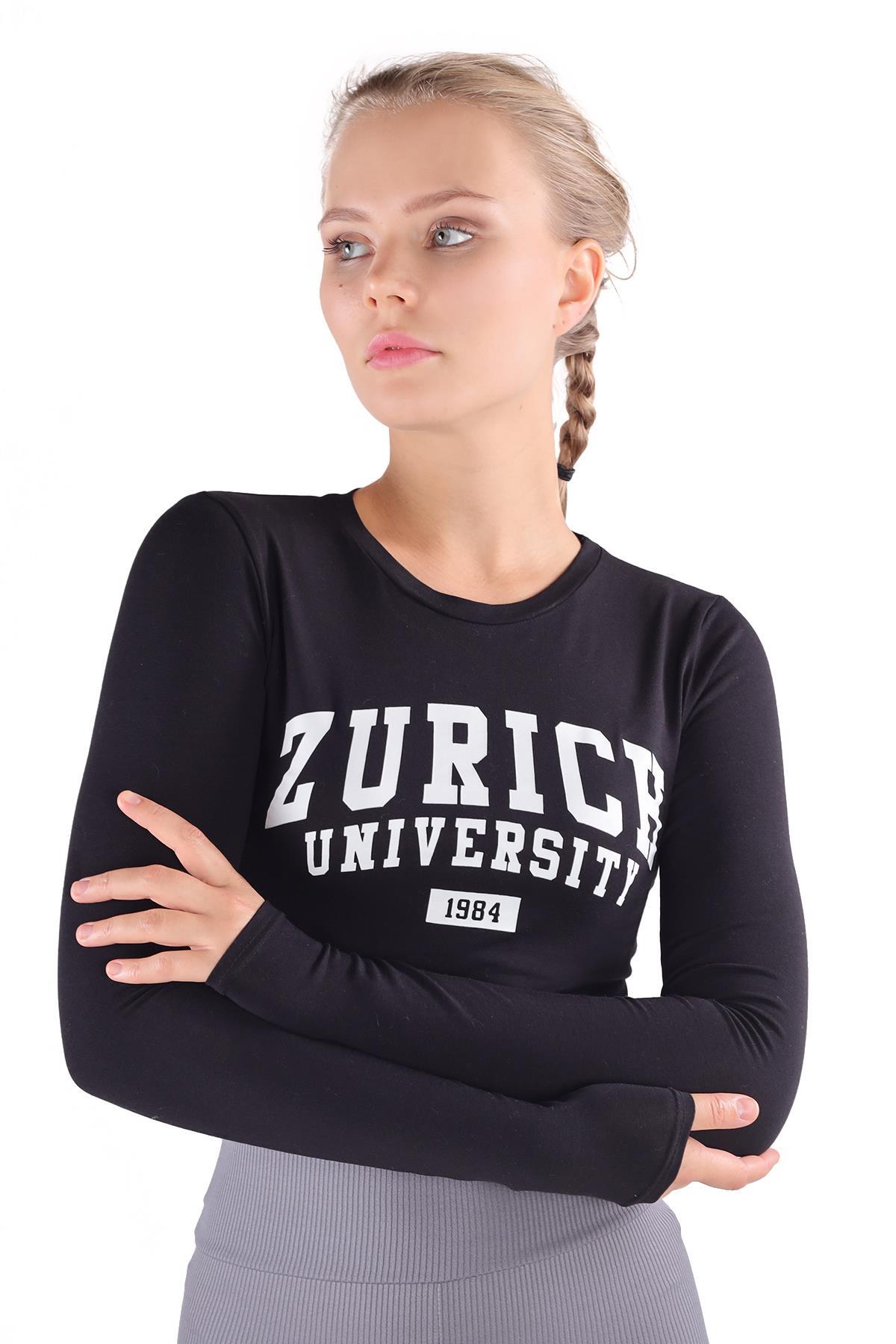 Yazı Baskılı Bluz 075 Siyah - Rays