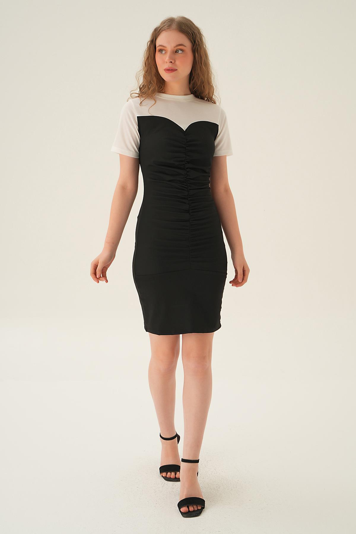 080 Tişört Detay Elbise Siyah - 3