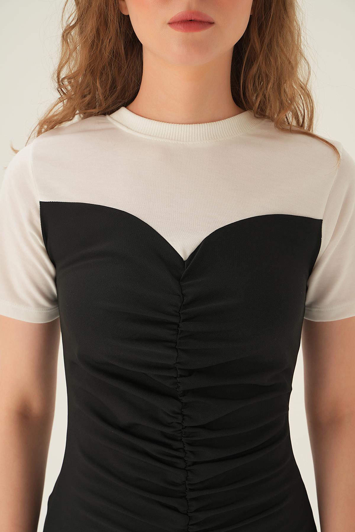 Siyah Büzgülü Elbise 080 - 6