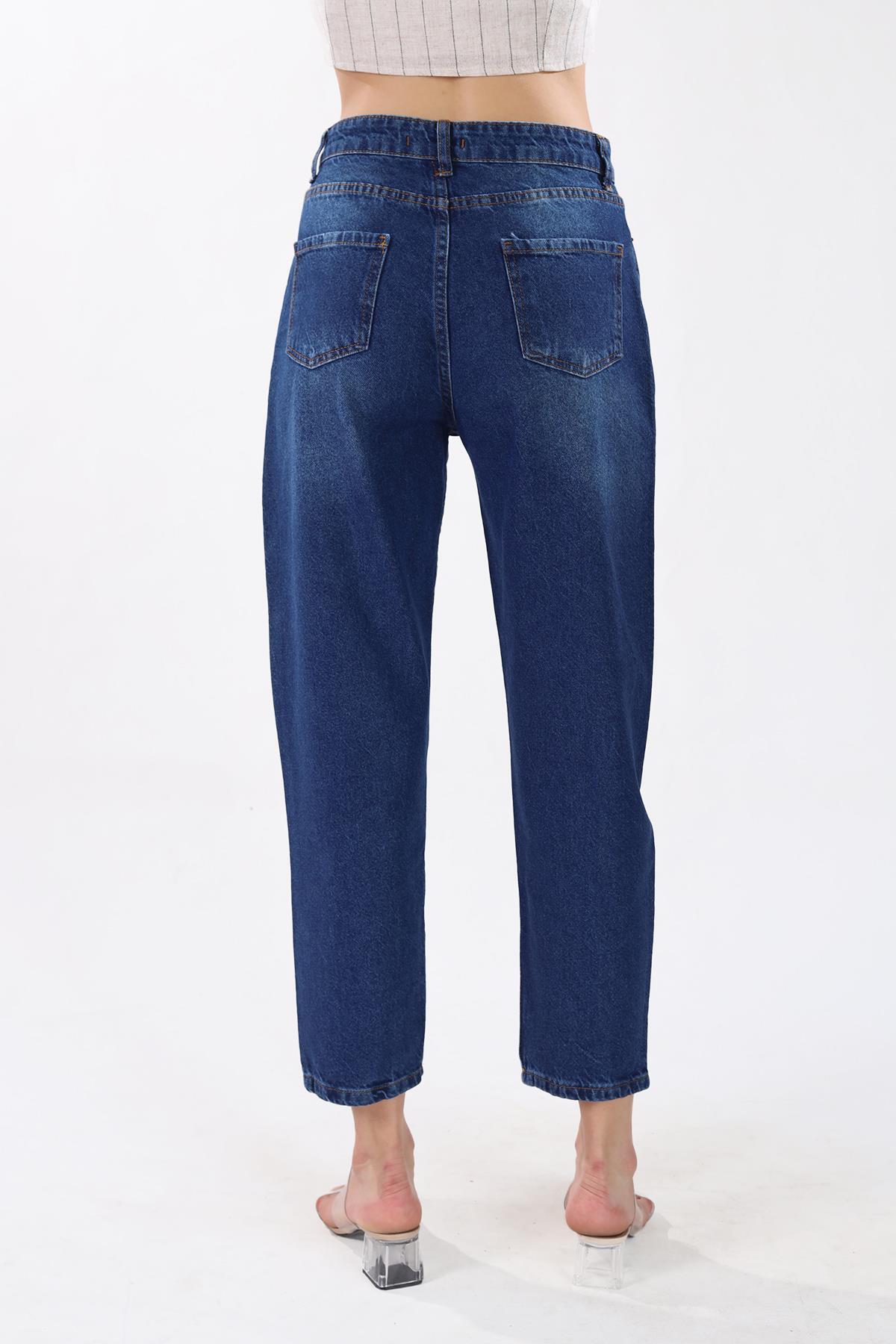 Koyu Mavi Paça Yırtık Detay Jean 0803 - 6