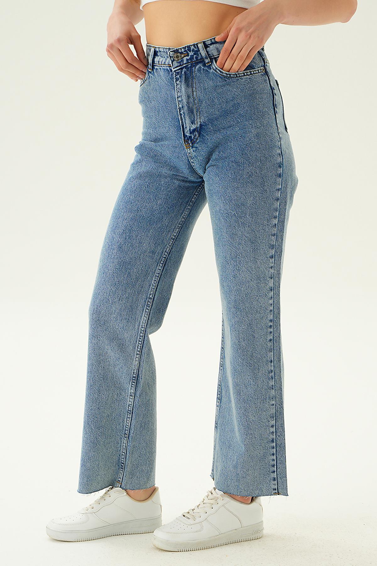 Koyu Mavi Palazzo Jean Pantolon 0903 - 4