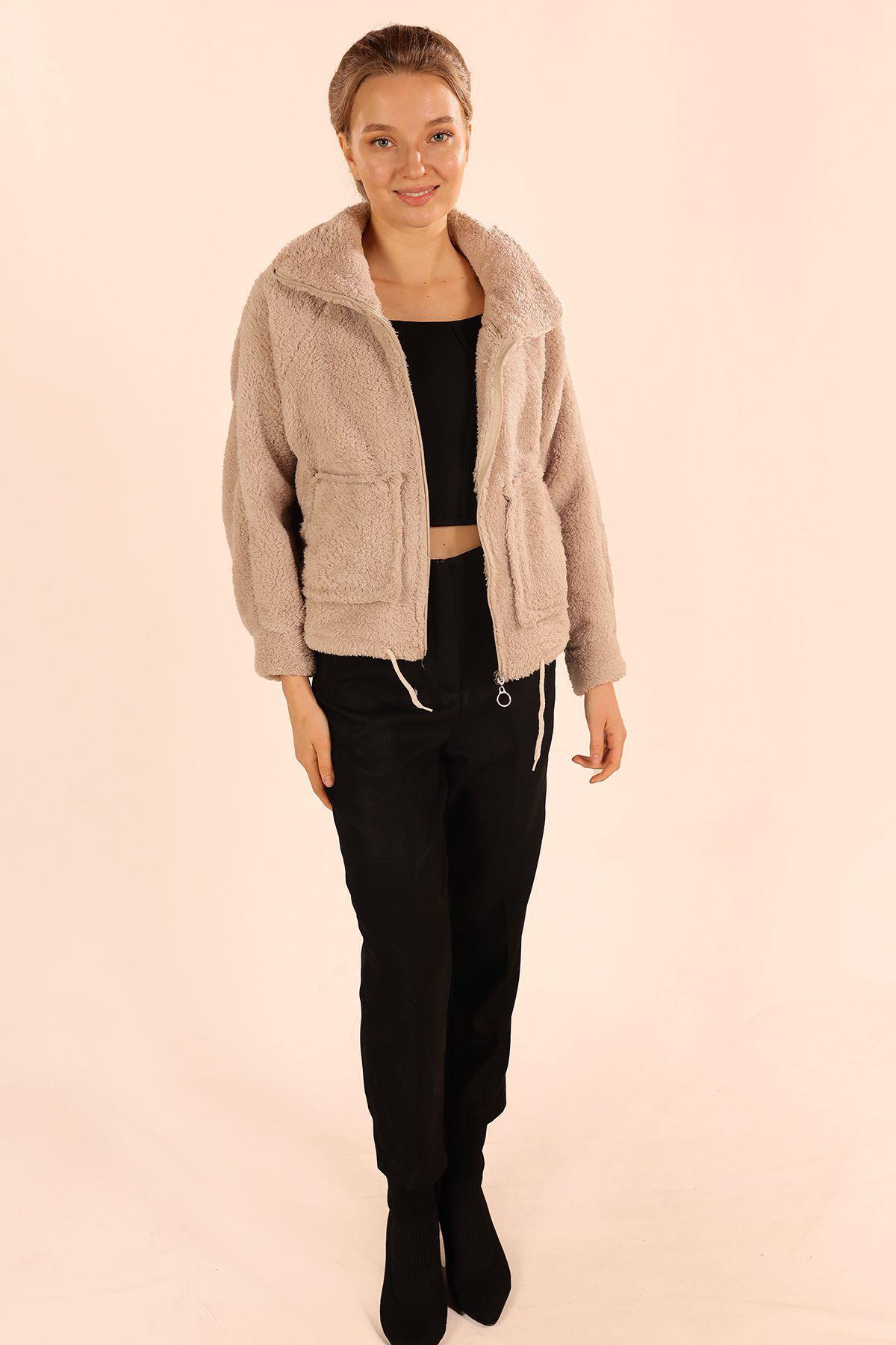 100 Fermuarlı Cep Detay Sweat Bej - 3