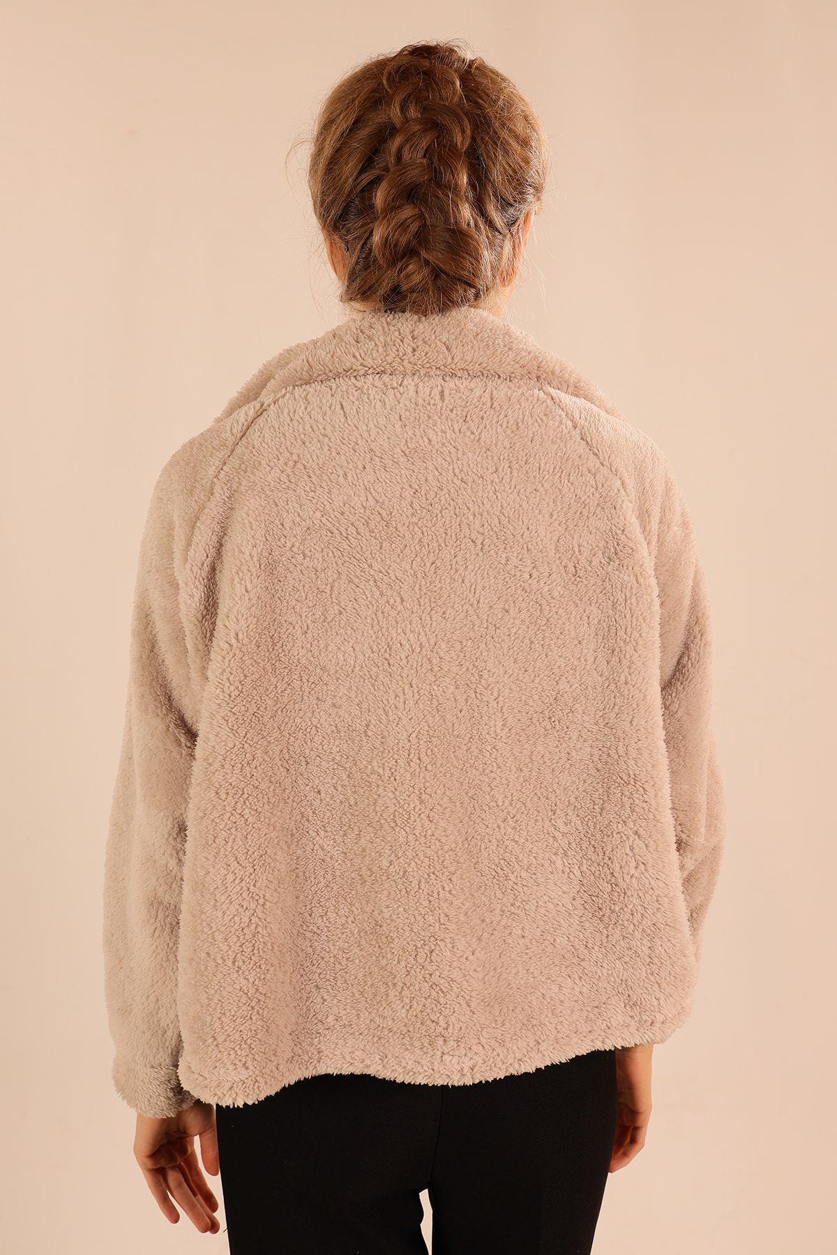 Bej Fermuarlı Cep Detay Sweat 100 - 7