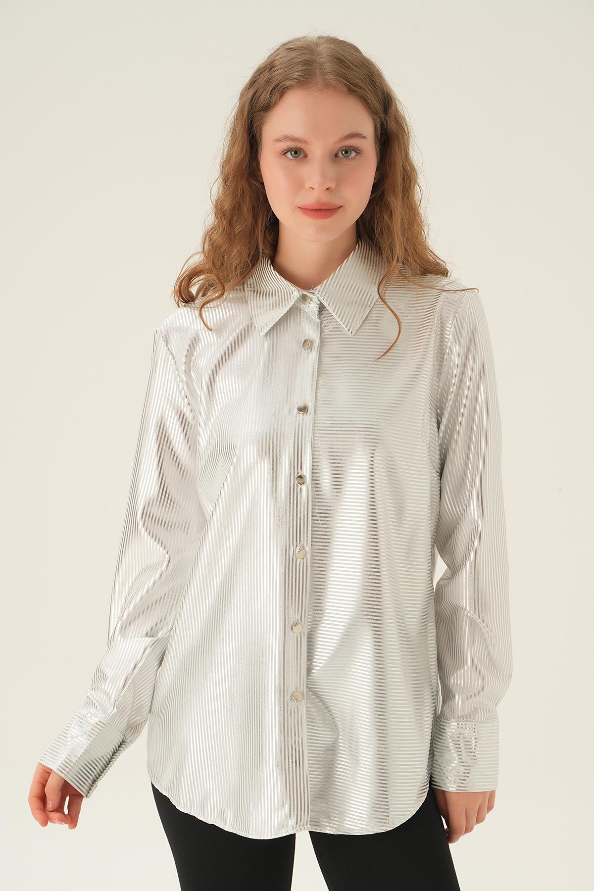 1001 Çizgili Gömlek Beyaz 