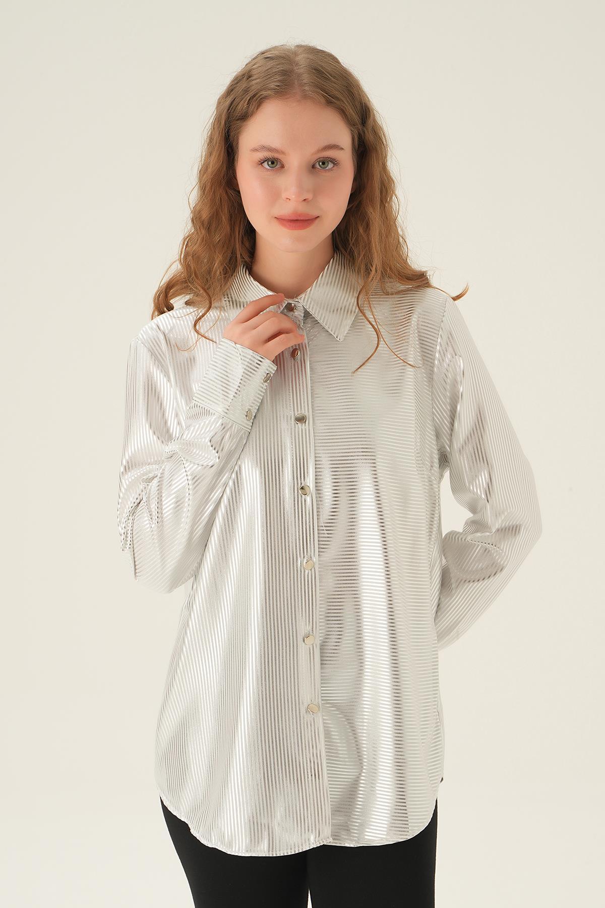 Beyaz Çizgili Gömlek 1001 - 3