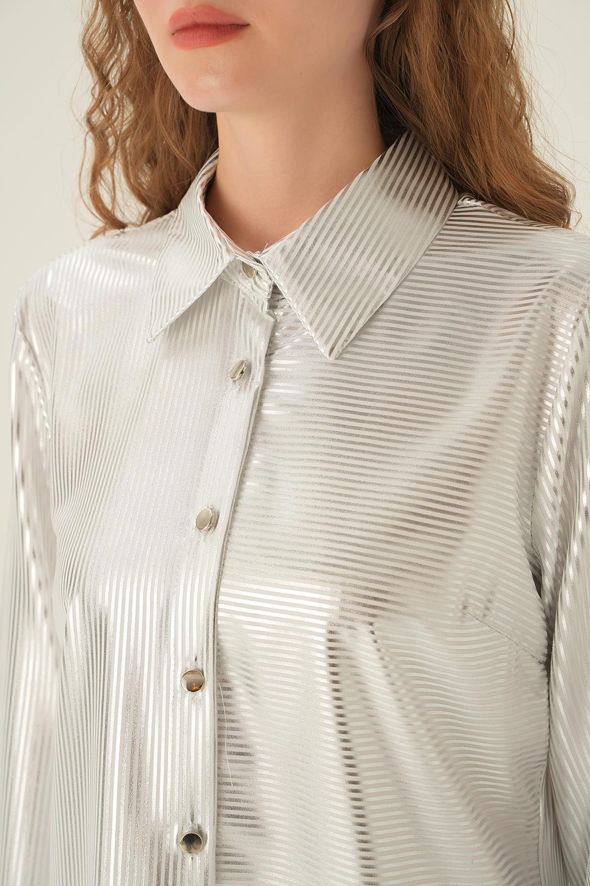Beyaz Çizgili Gömlek 1001 - 5