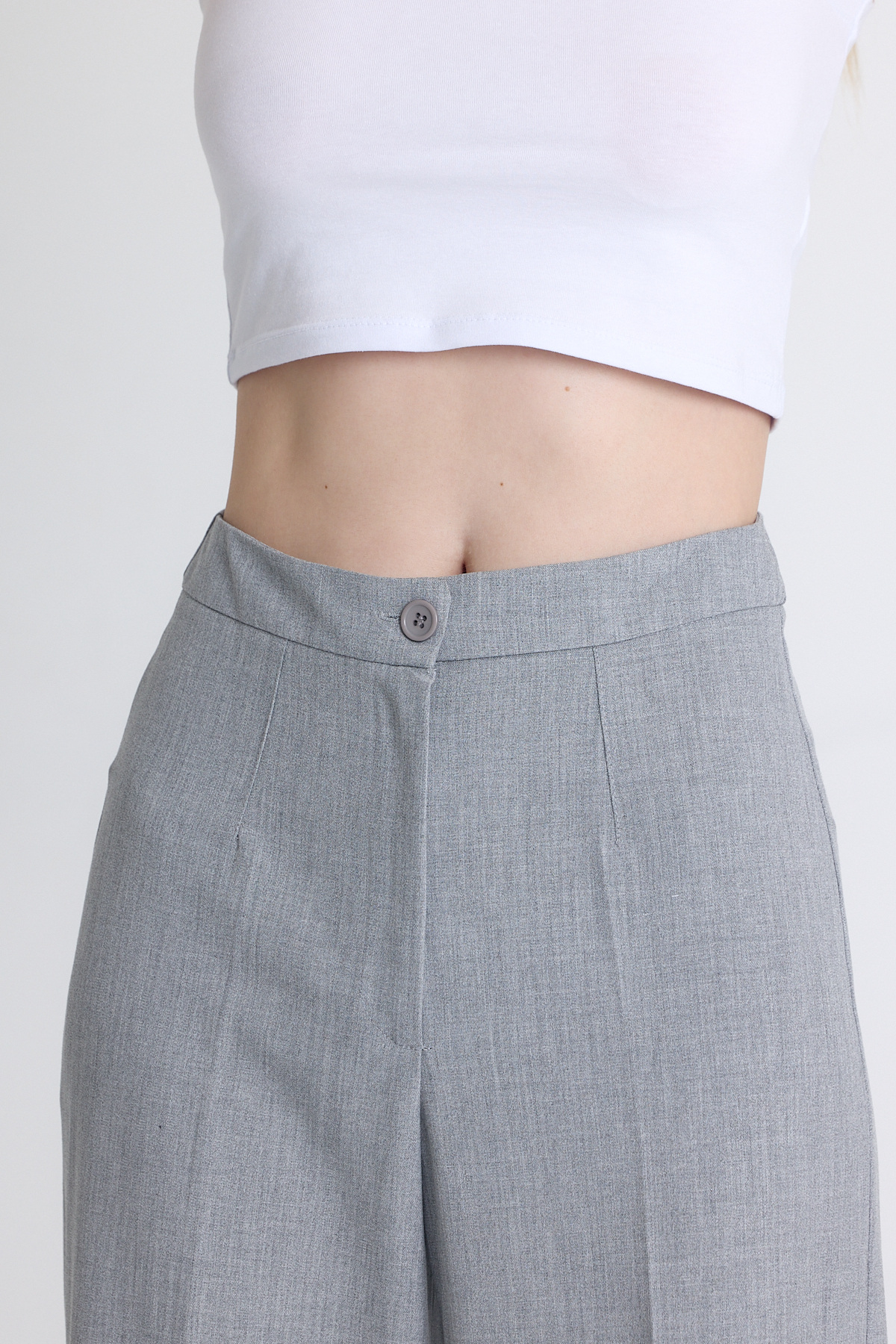 Açık Gri Yüksek Bel Palazzo Pantolon 1001 - RAYS