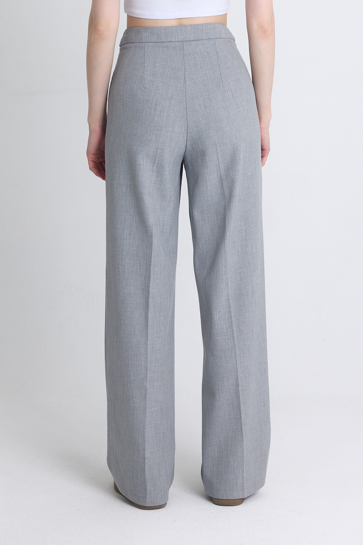 Açık Gri Yüksek Bel Palazzo Pantolon 1001 - 4