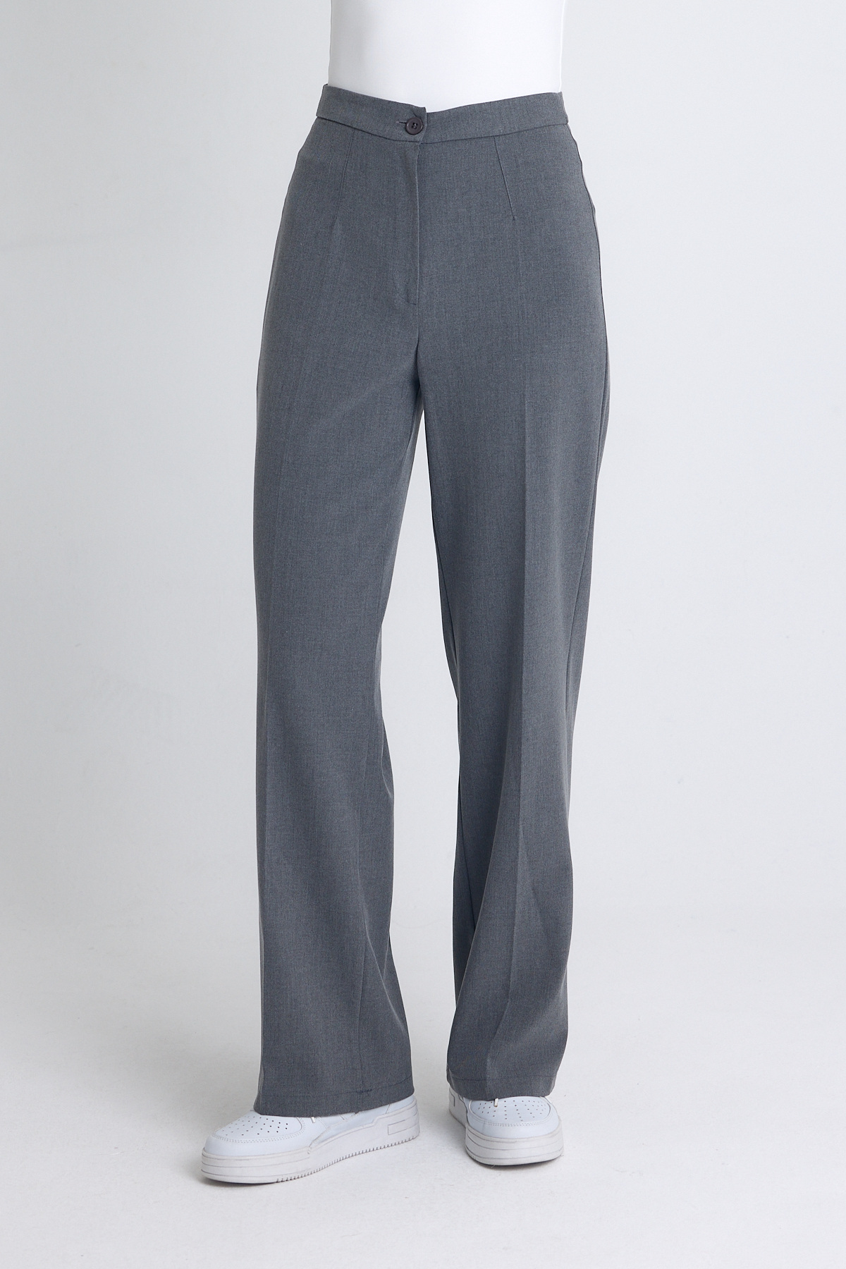 Gri Yüksek Bel Palazzo Pantolon 1001 - 2
