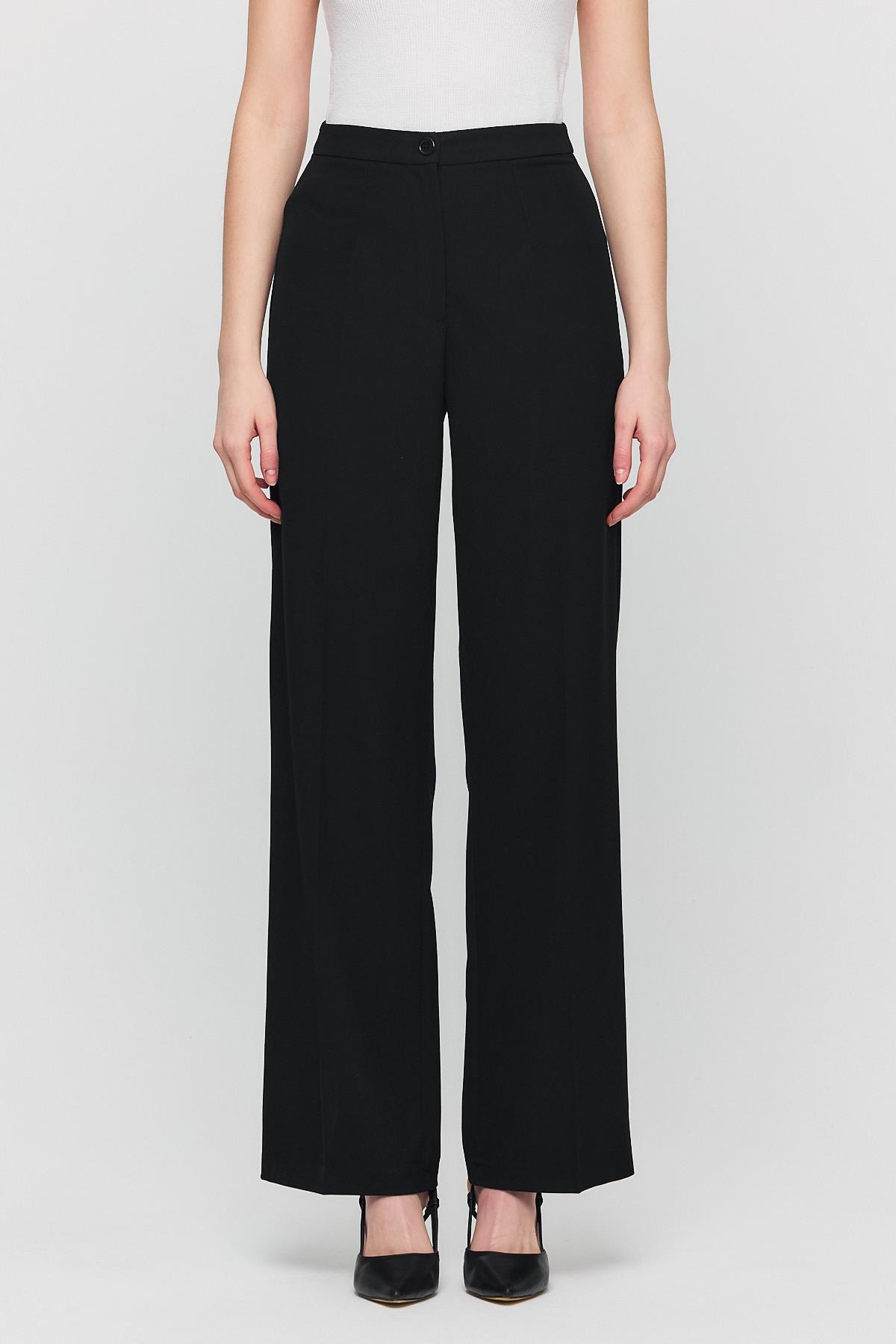 1001 Yüksek Bel Çift Pensli Pantolon Siyah - RAYS