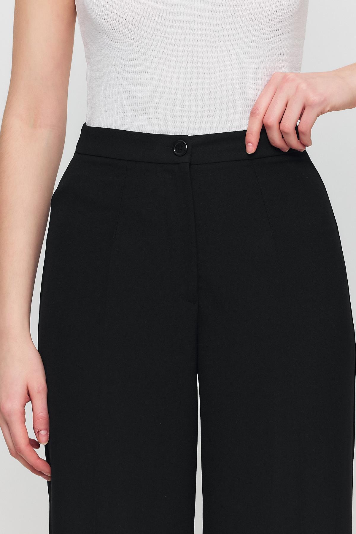 1001 Yüksek Bel Çift Pensli Pantolon Siyah - RAYS