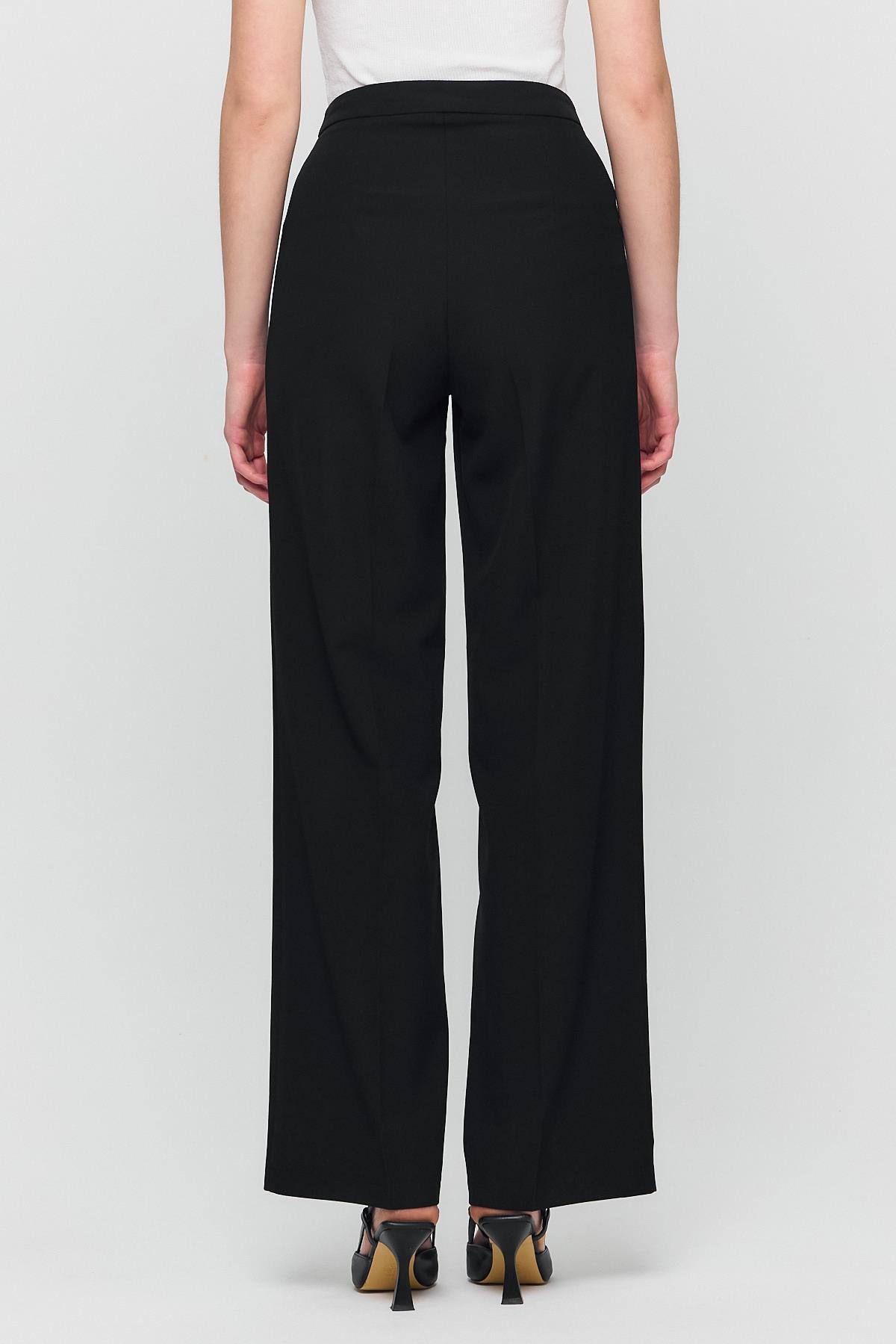 Siyah Yüksek Bel Çift Pensli Pantolon 1001 - 5
