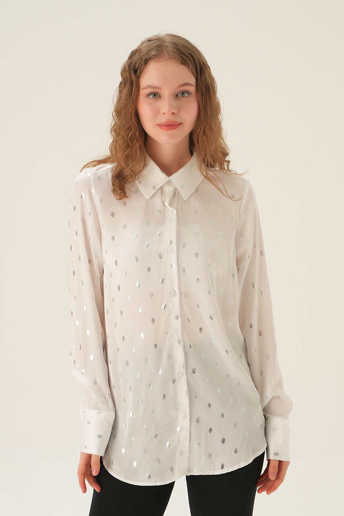 Beyaz Puantiye Gömlek 1002 - 1