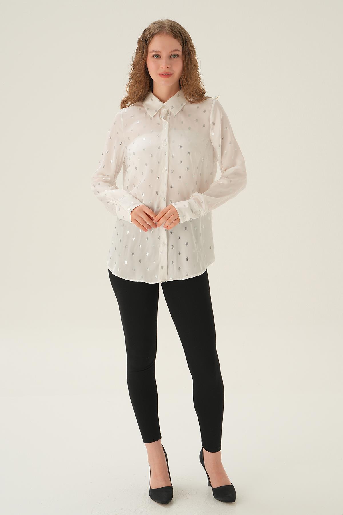 Beyaz Puantiye Gömlek 1002 - 2