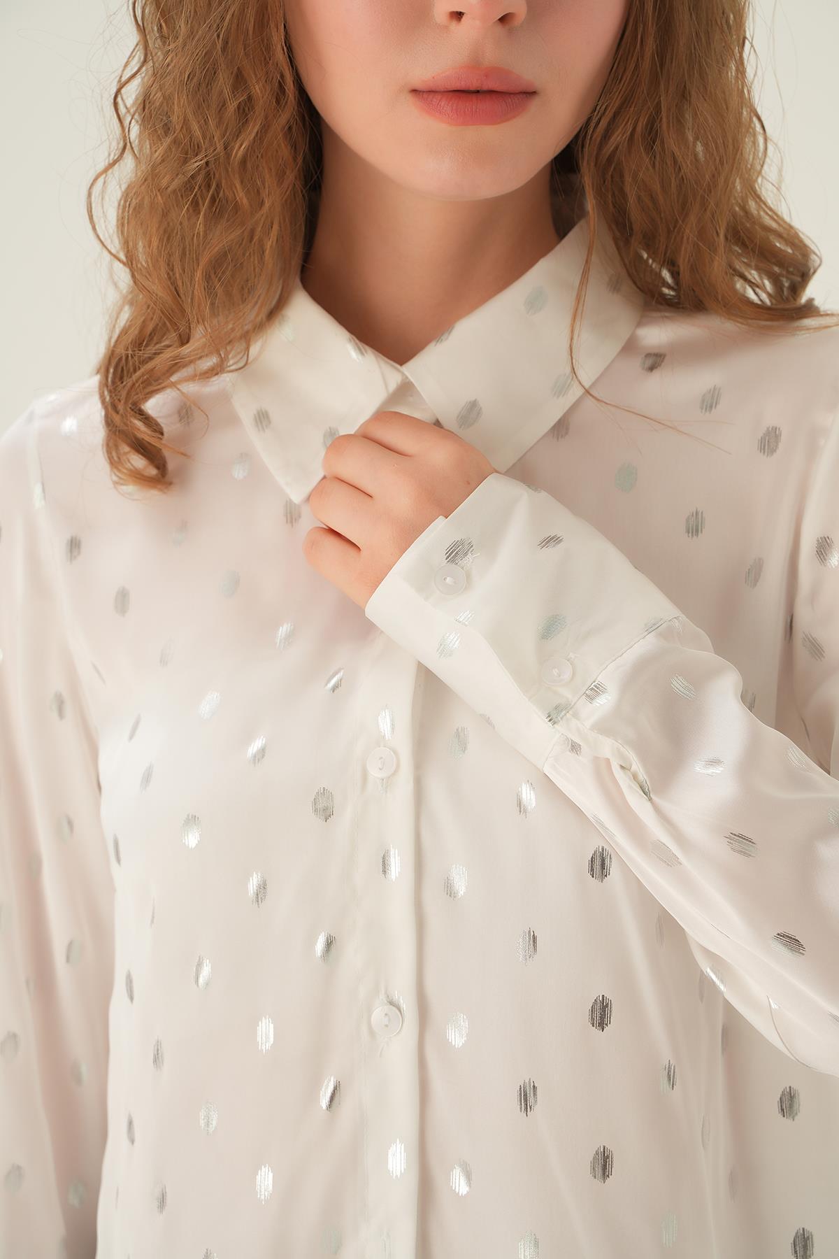 Beyaz Puantiye Gömlek 1002 - 6