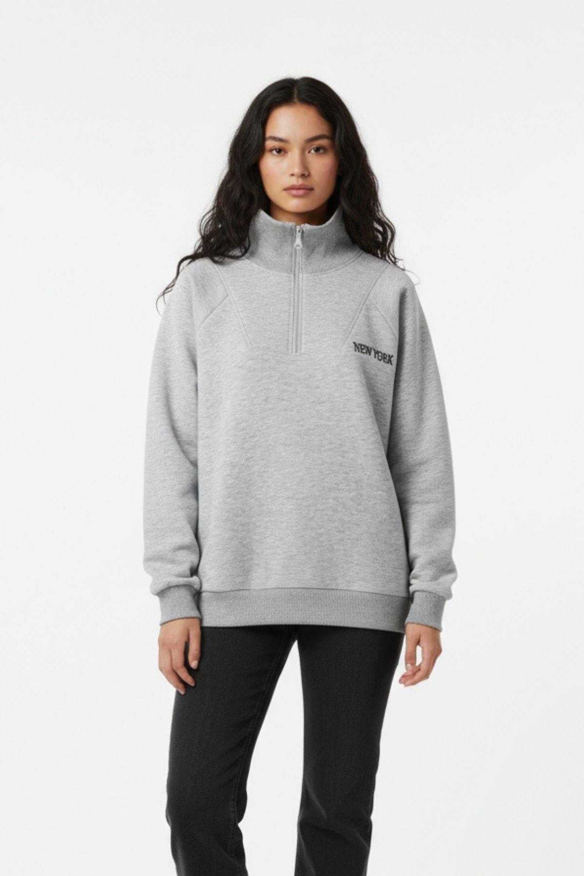 Karmelanj New York Nakış Fermuarlı Sweat 9221M - 1