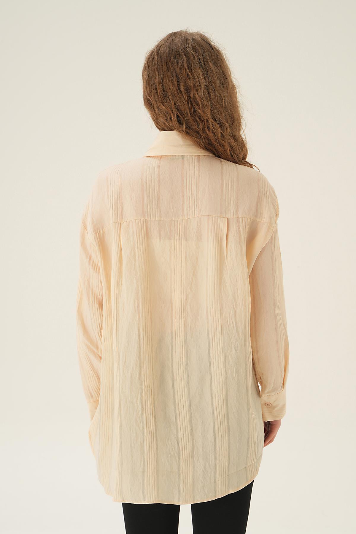 1003 Çizgili Gömlek Bej - 3