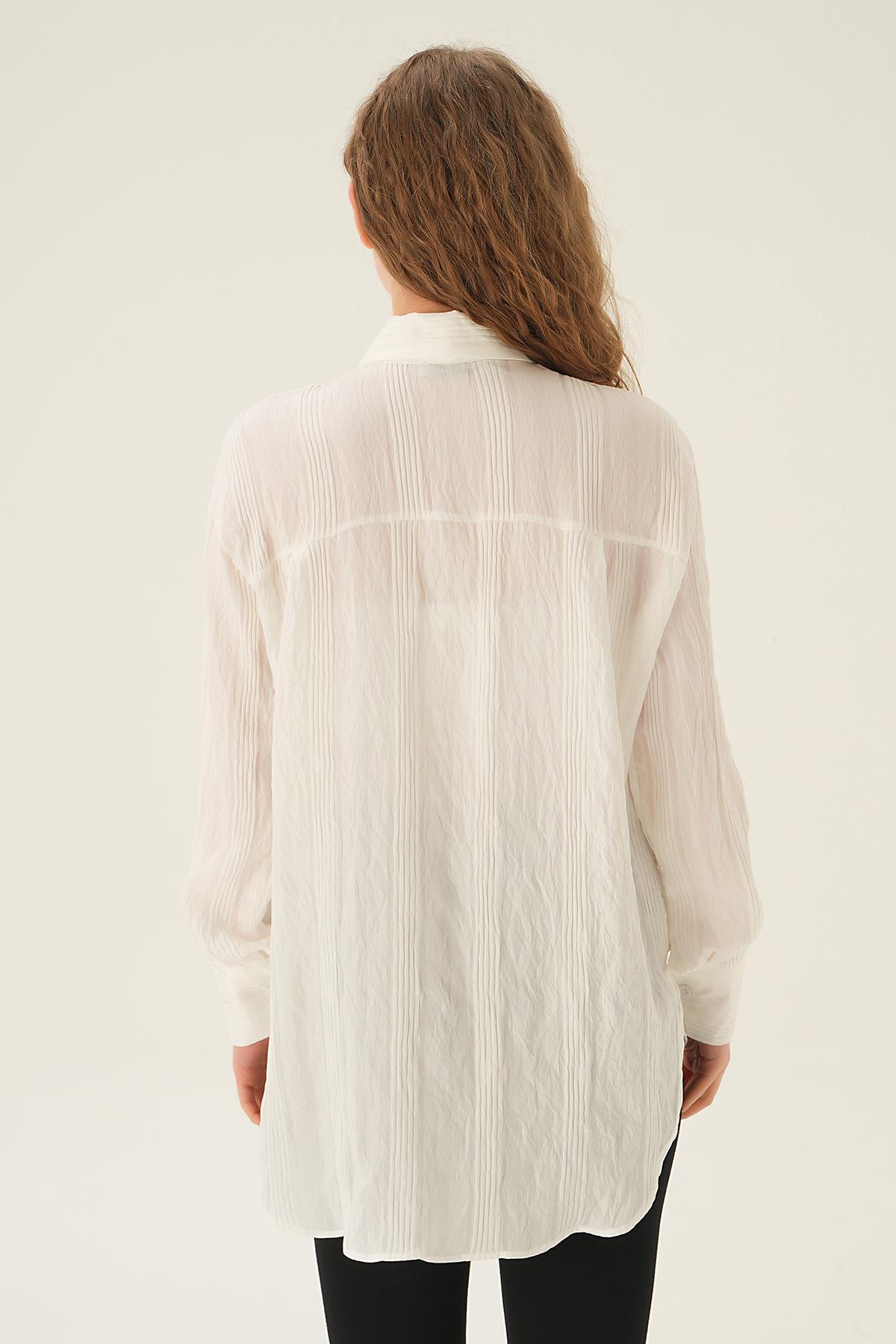 1003 Çizgili Gömlek Beyaz - 4