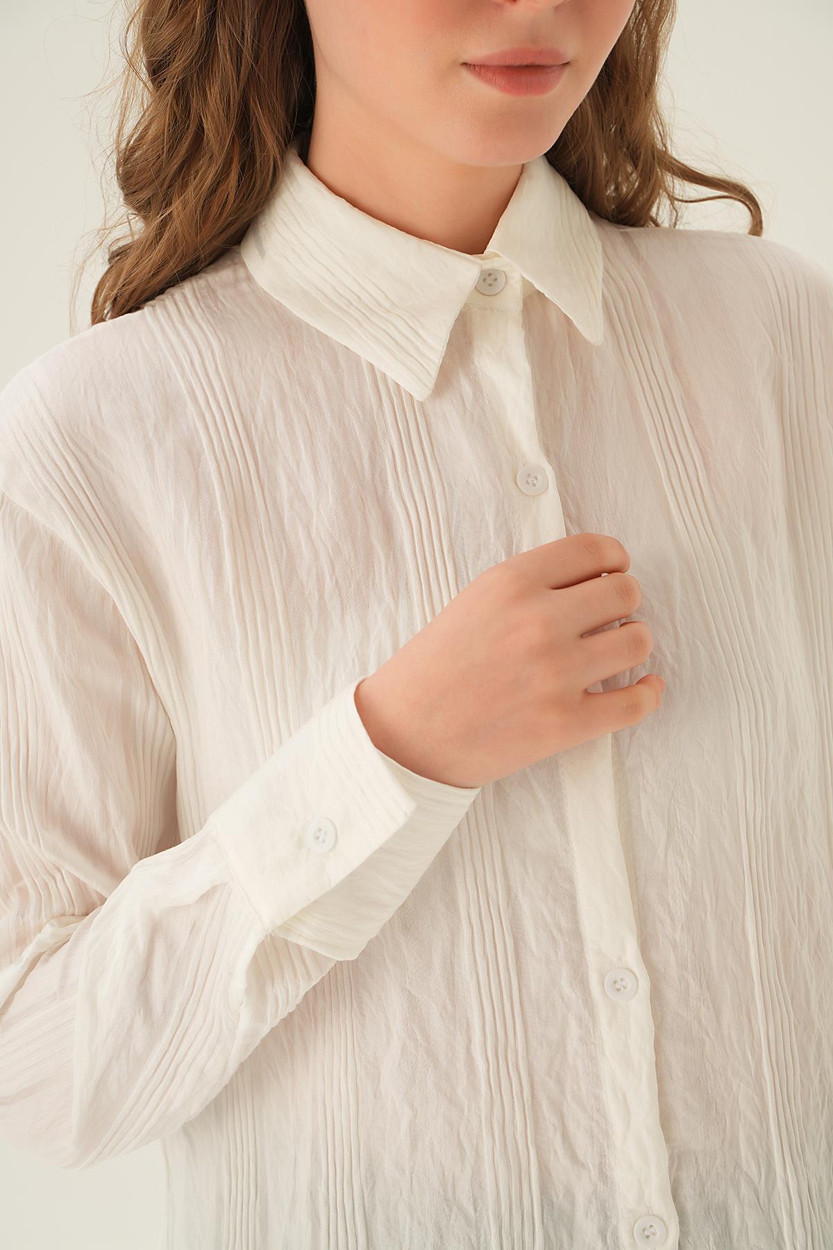 Beyaz Kalın Çizgili Gömlek 1003 - 5