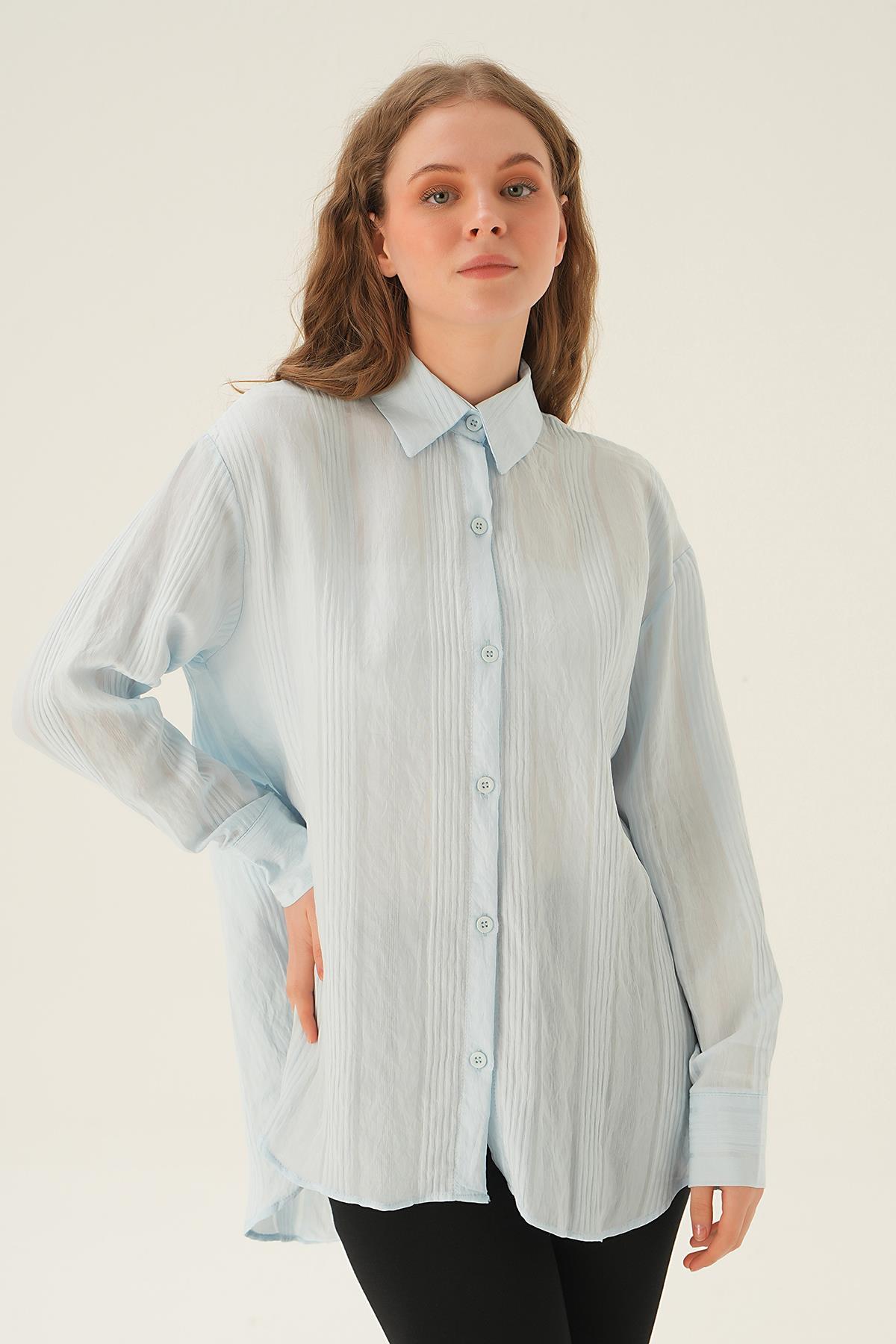 Mavi Kalın Çizgili Gömlek 1003 