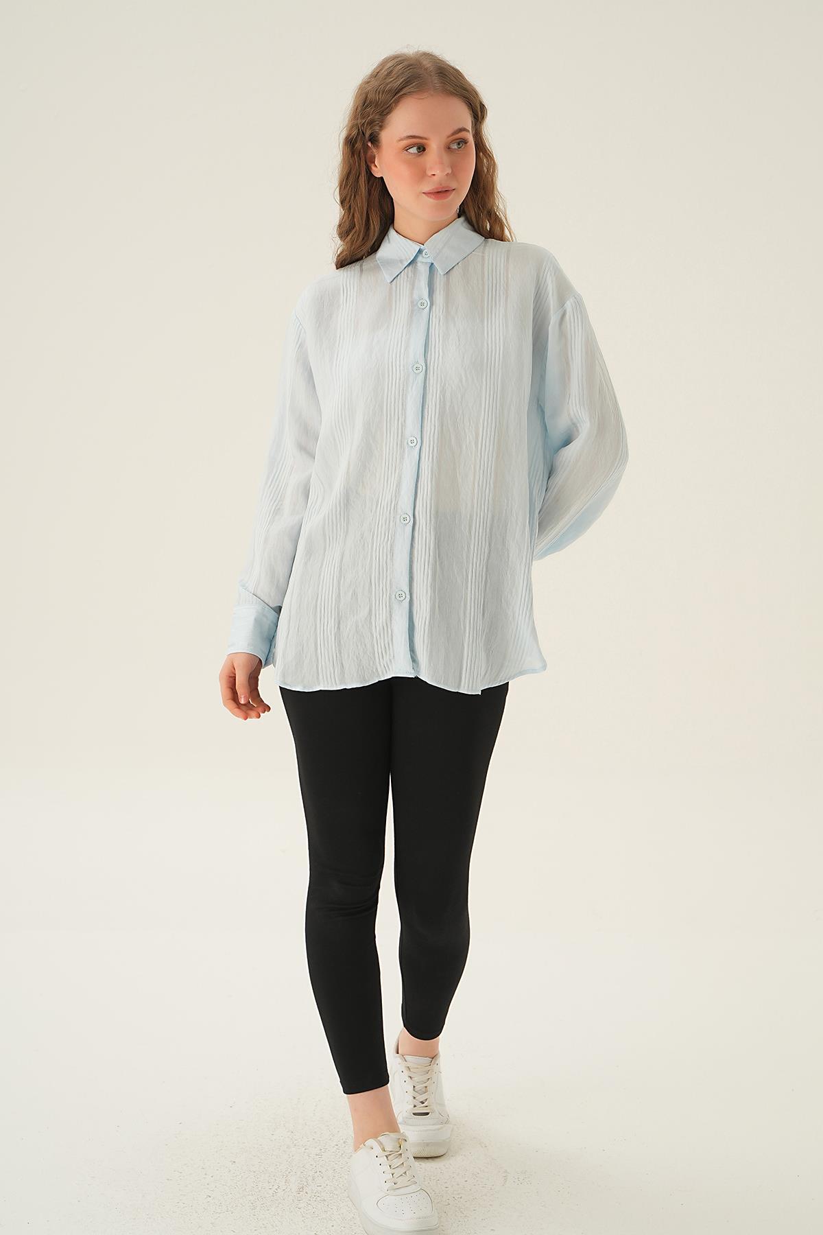 Mavi Kalın Çizgili Gömlek 1003 - 2