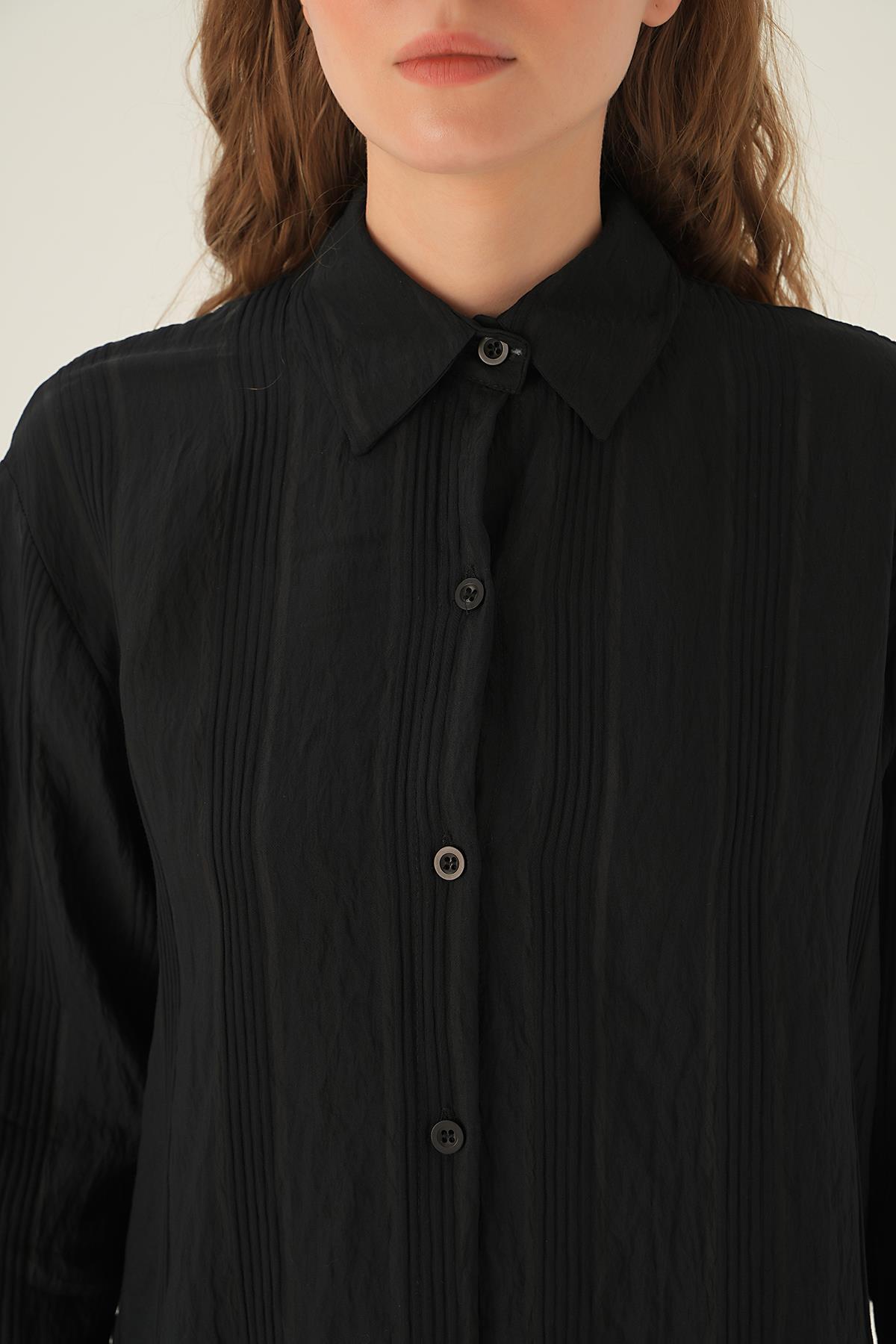 1003 Çizgili Gömlek Siyah - 4