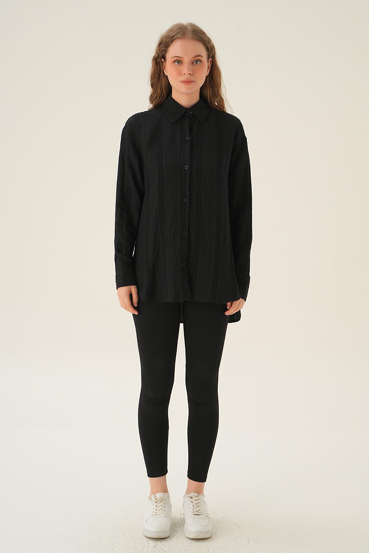 Siyah Kalın Çizgili Gömlek 1003 - 5