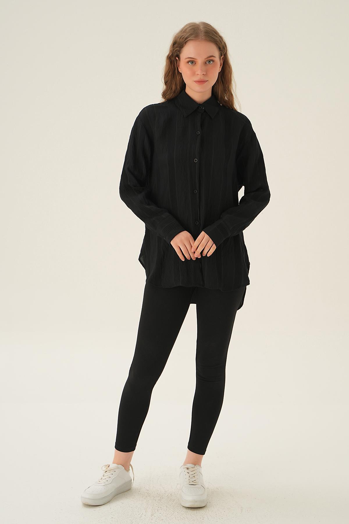 Siyah Kalın Çizgili Gömlek 1003 - 6