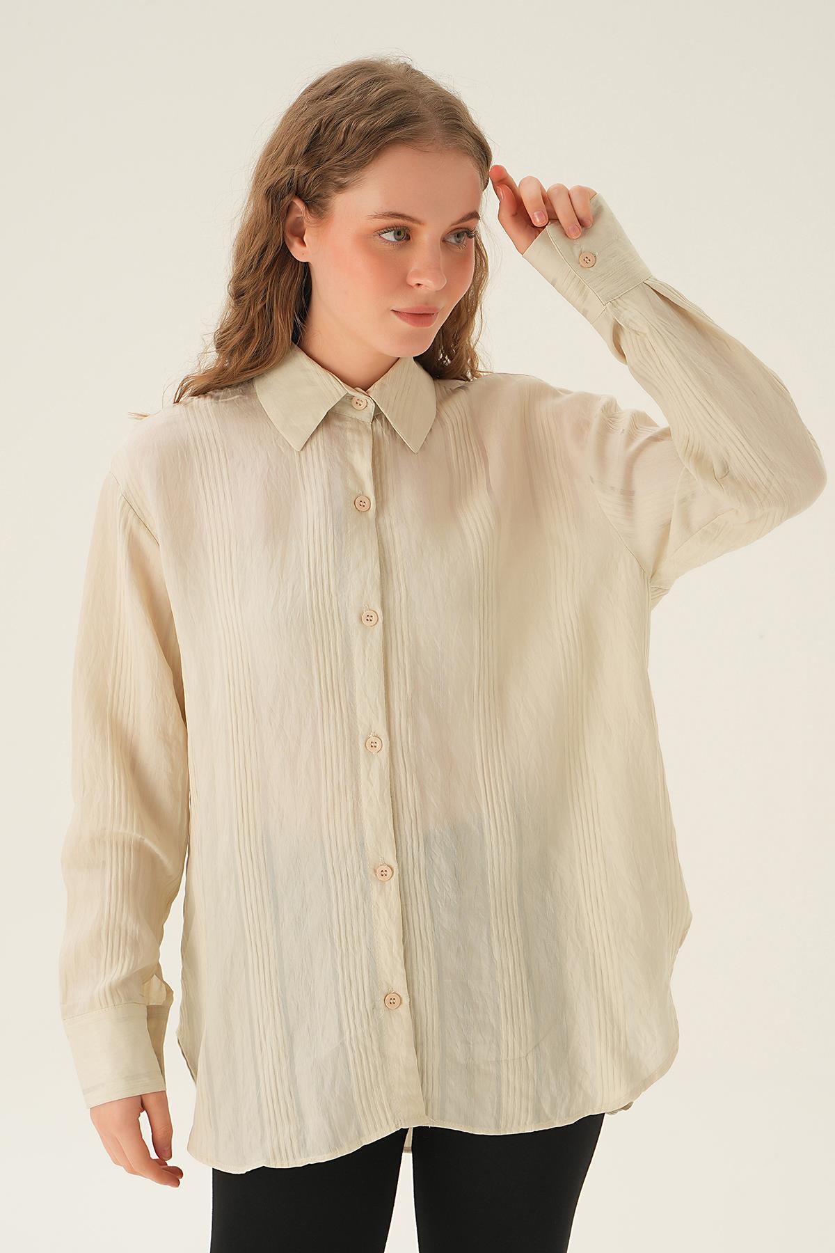 1003 Kalın Çizgili Gömlek Taş - 3