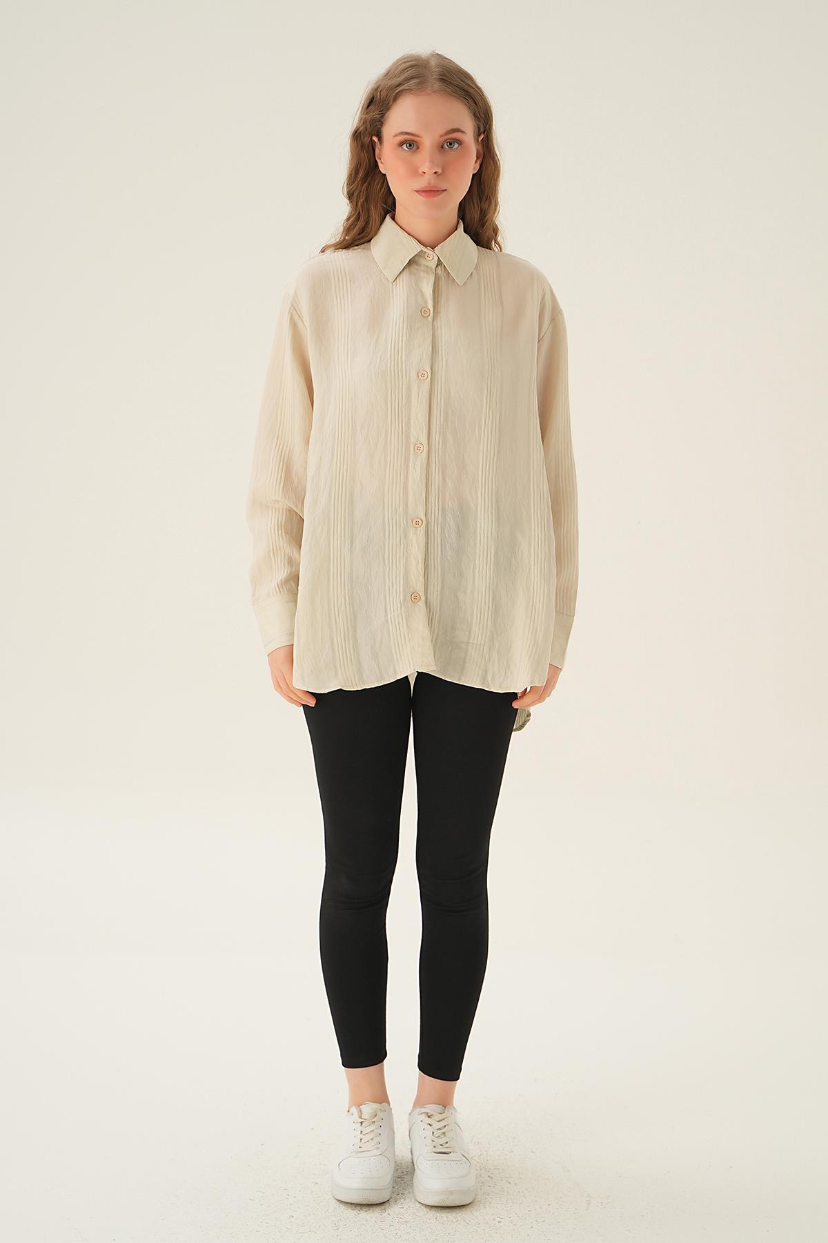 1003 Kalın Çizgili Gömlek Taş - 6